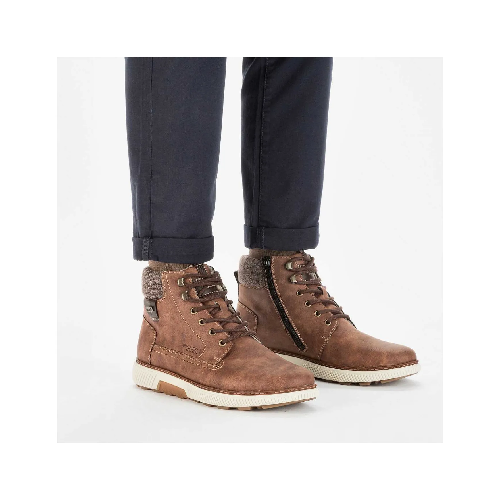 Rieker Men'S Corded Boots Coffee Brown