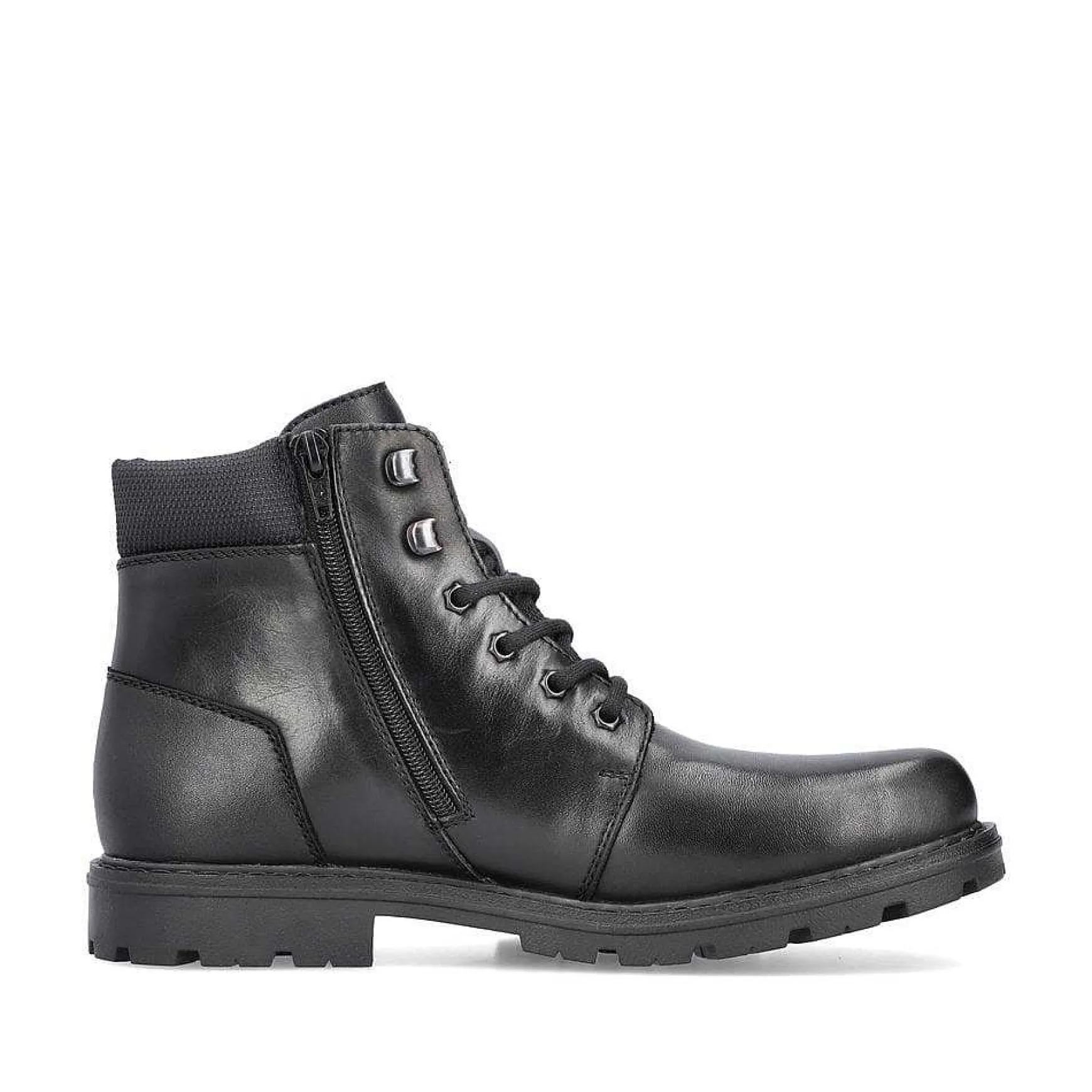 Rieker Men'S Corded Boots, Glossy Black