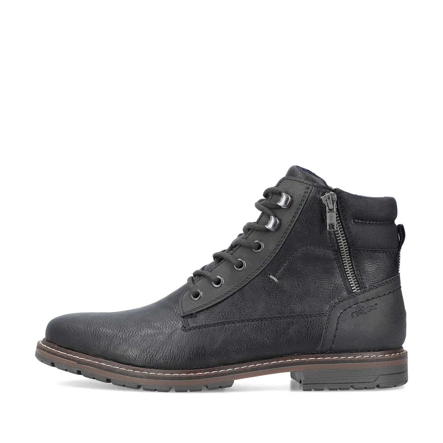 Rieker Men'S Corded Boots Graphite Black