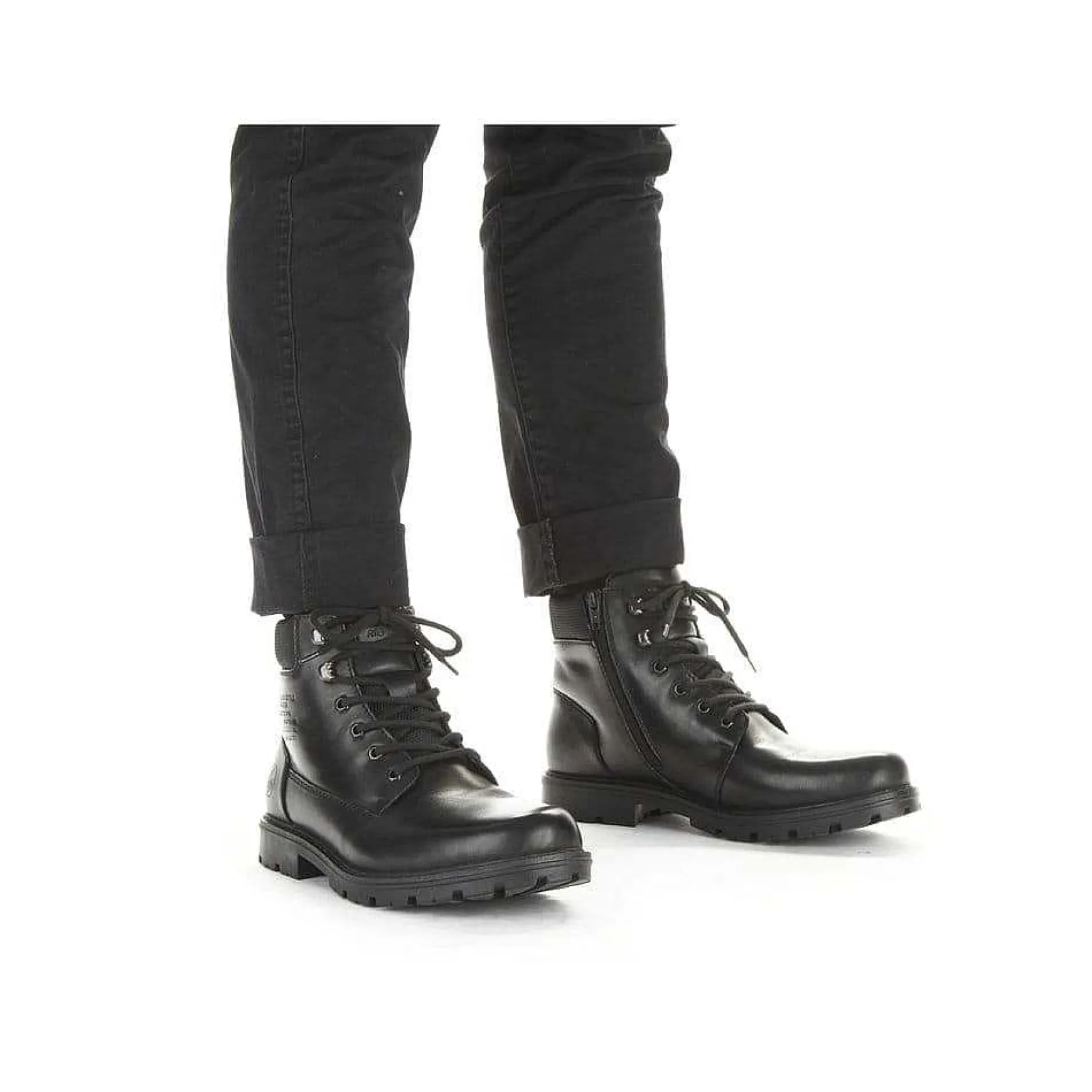 Rieker Men'S Corded Boots, Glossy Black