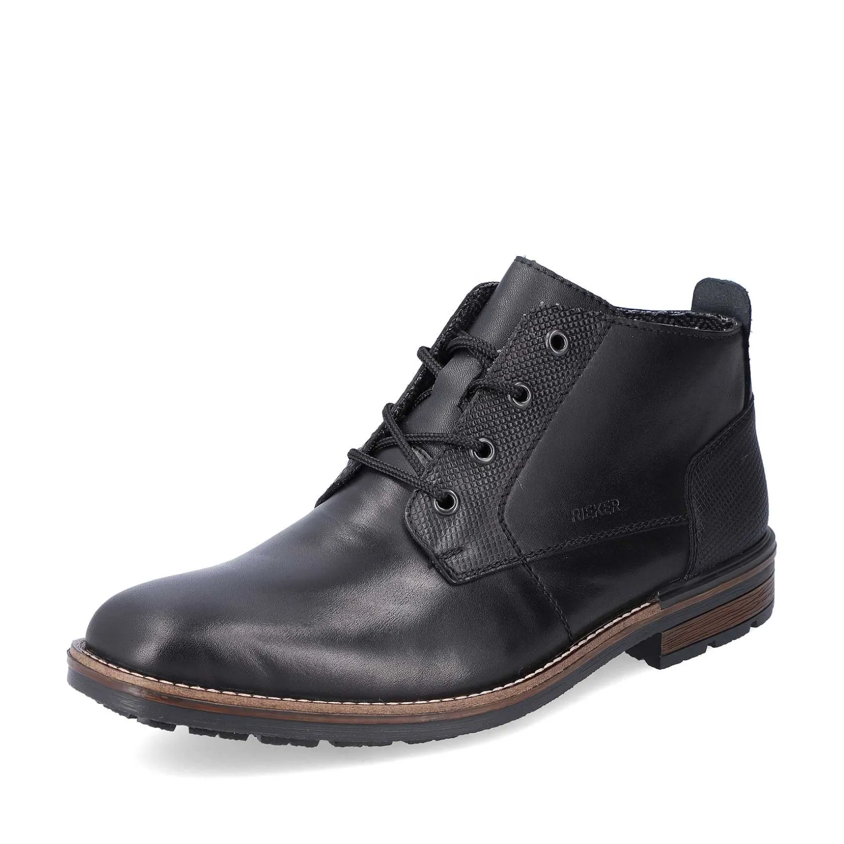 Rieker Men'S Corded Boots, Glossy Black
