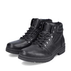 Rieker Men'S Corded Boots, Glossy Black