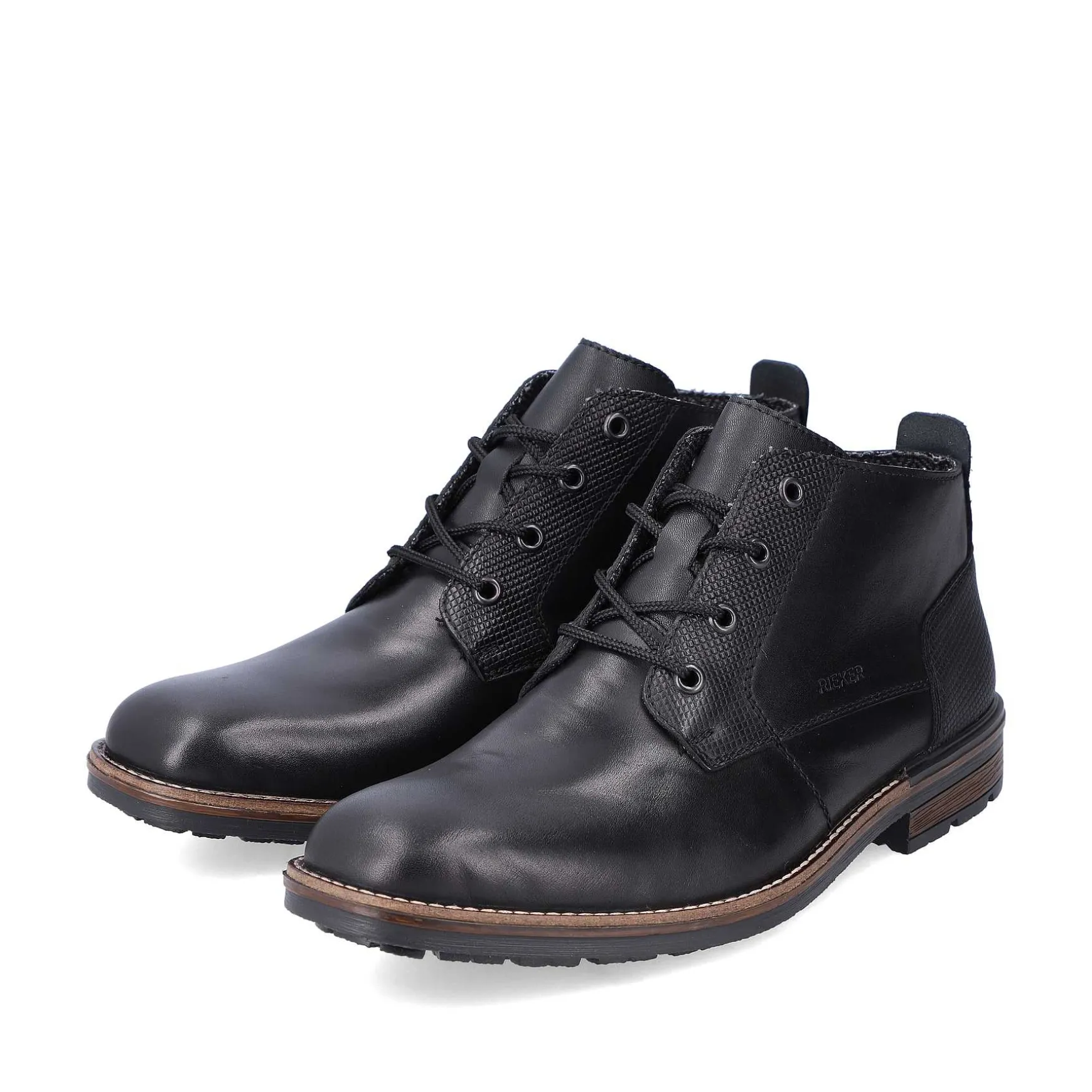 Rieker Men'S Corded Boots, Glossy Black