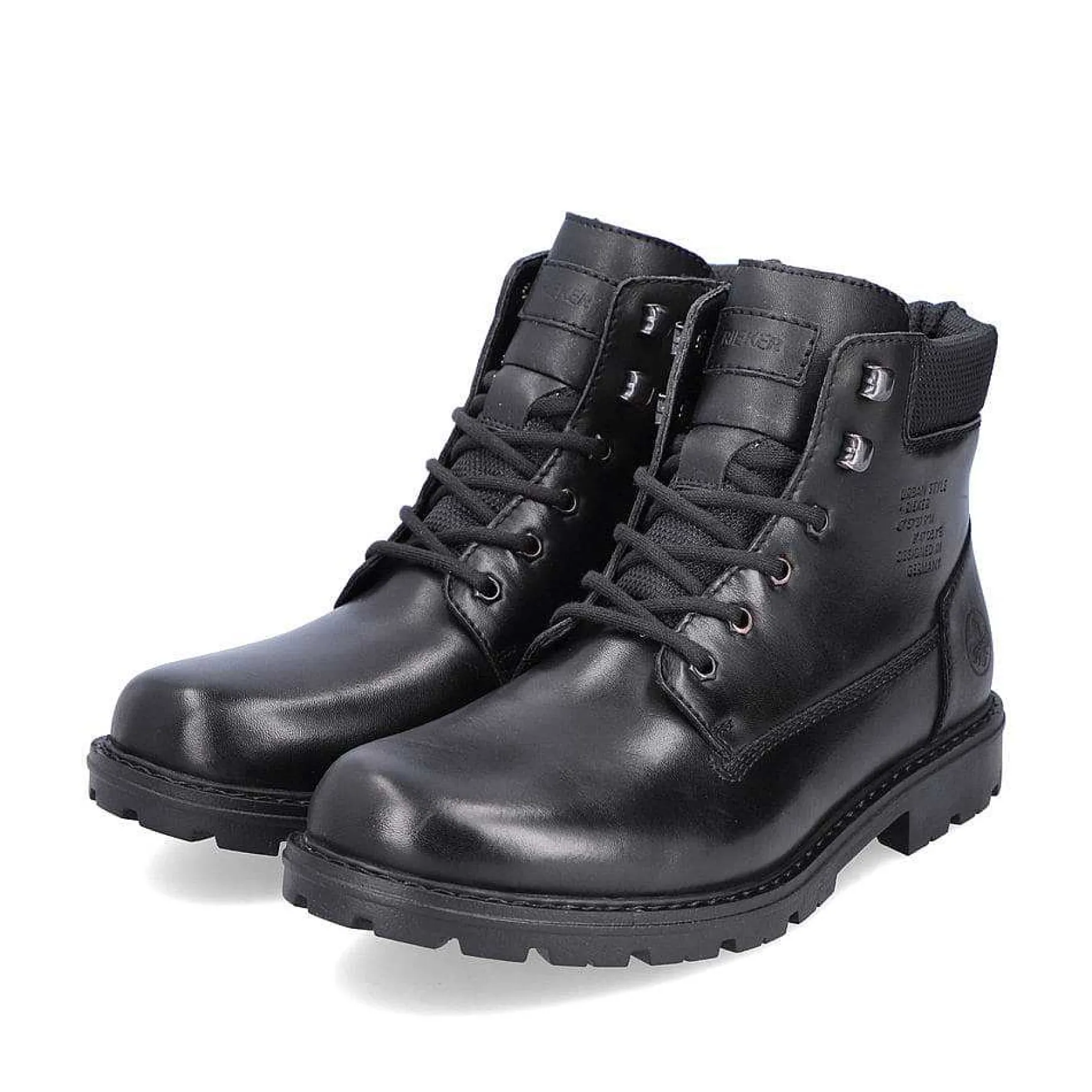 Rieker Men'S Corded Boots, Glossy Black