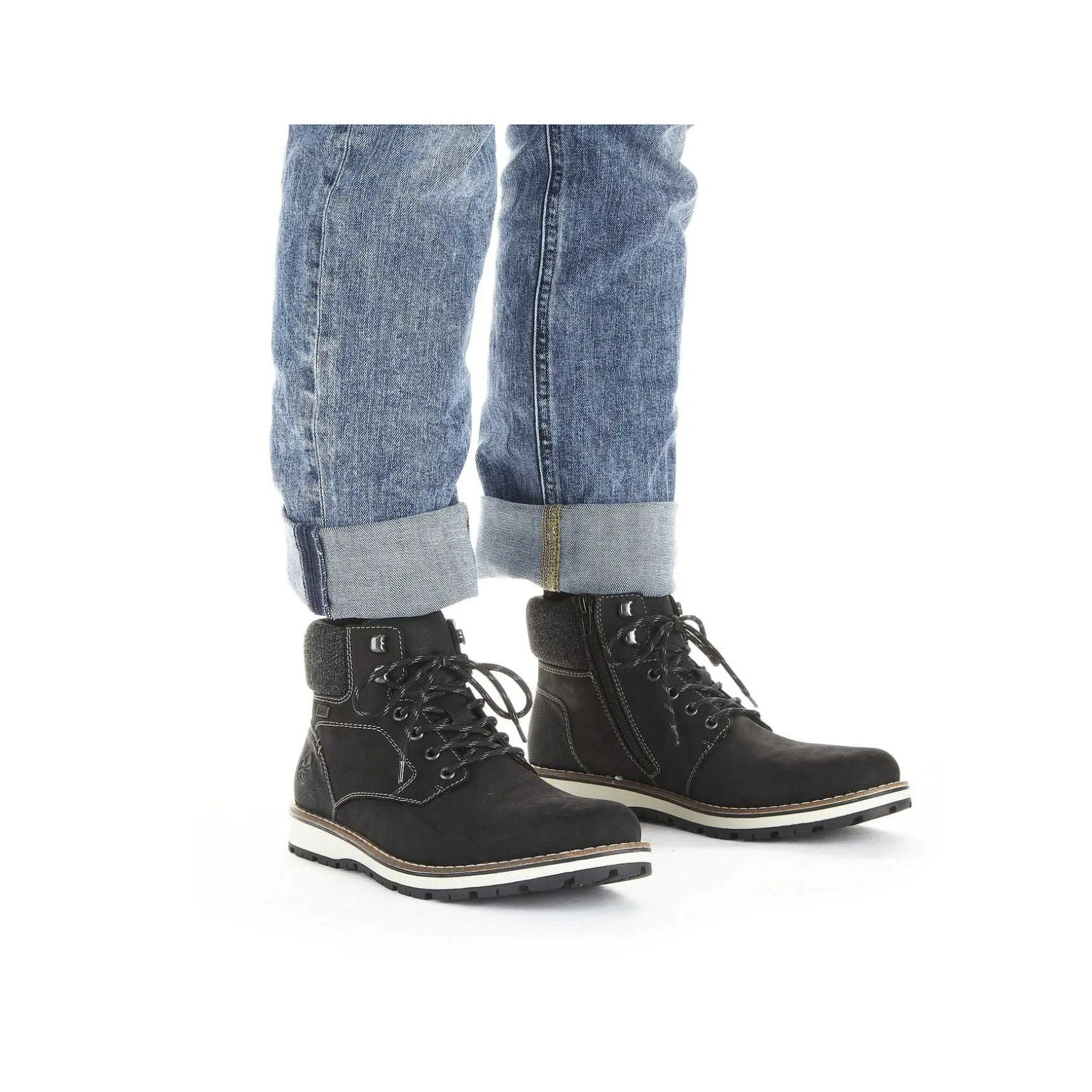 Rieker Men'S Corded Boots Deep Black