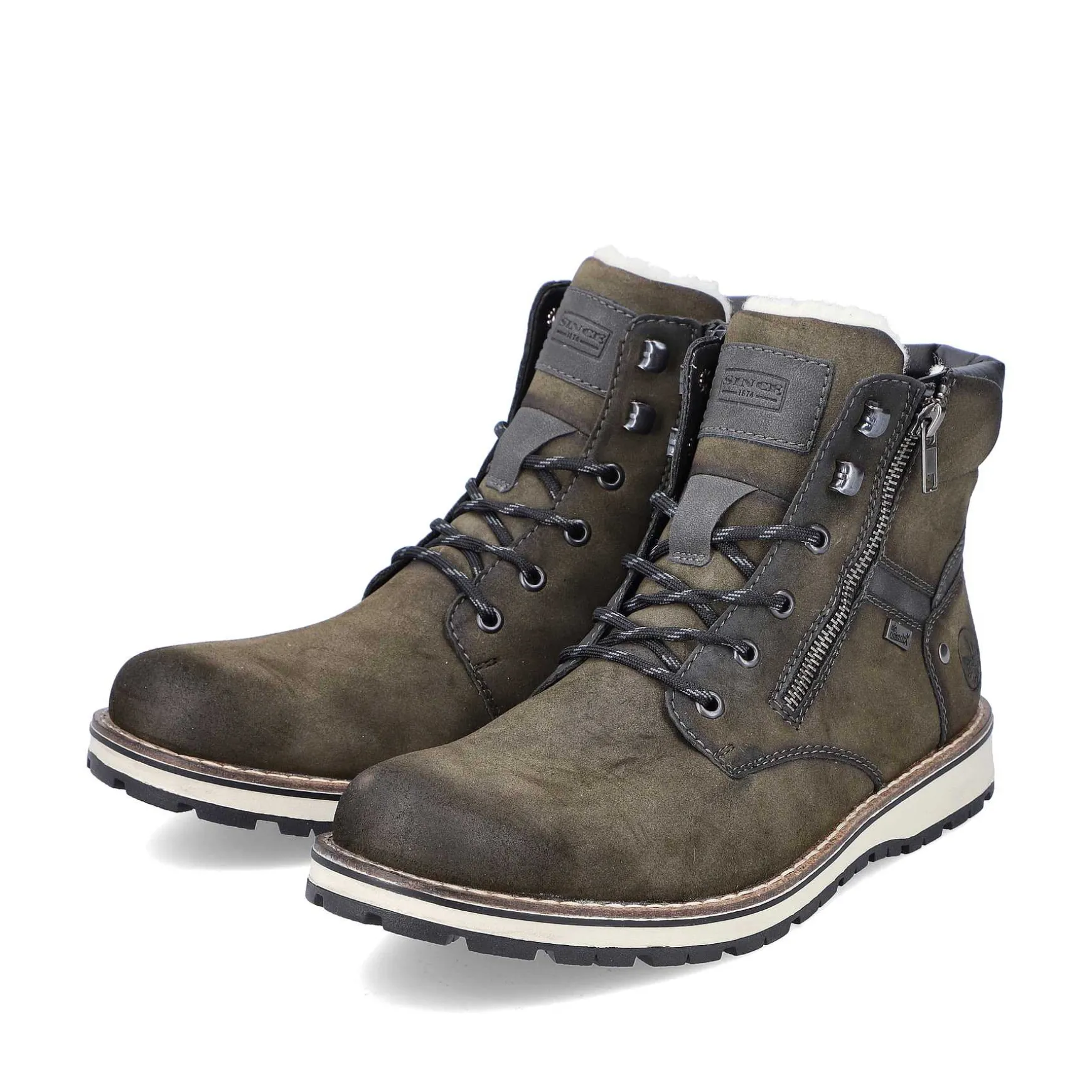 Rieker Men'S Corded Boots Olive Green