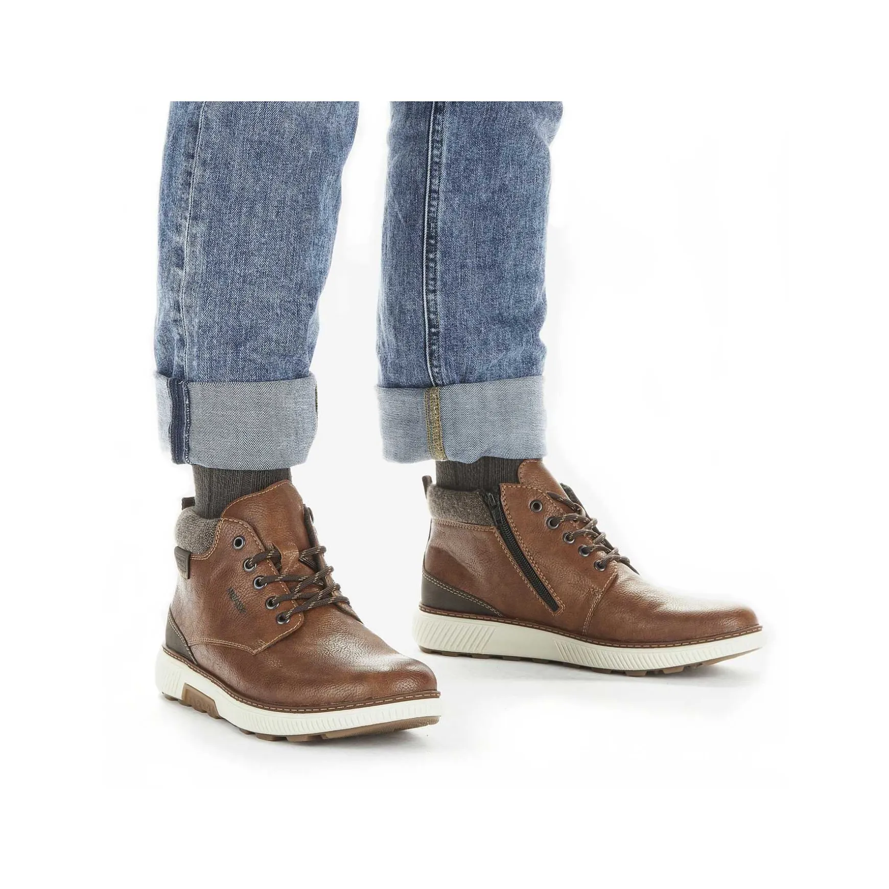 Rieker Men'S Corded Boots Chestnut Brown
