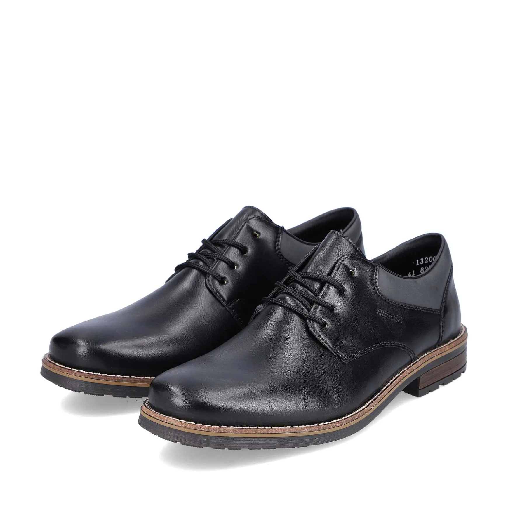 Rieker Men'S Lace-Up Shoes Glossy Black