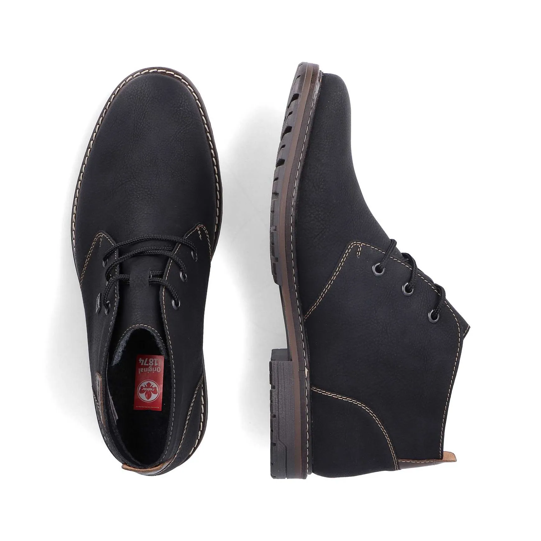 Rieker Men'S Lace-Up Shoes Asphalt Black