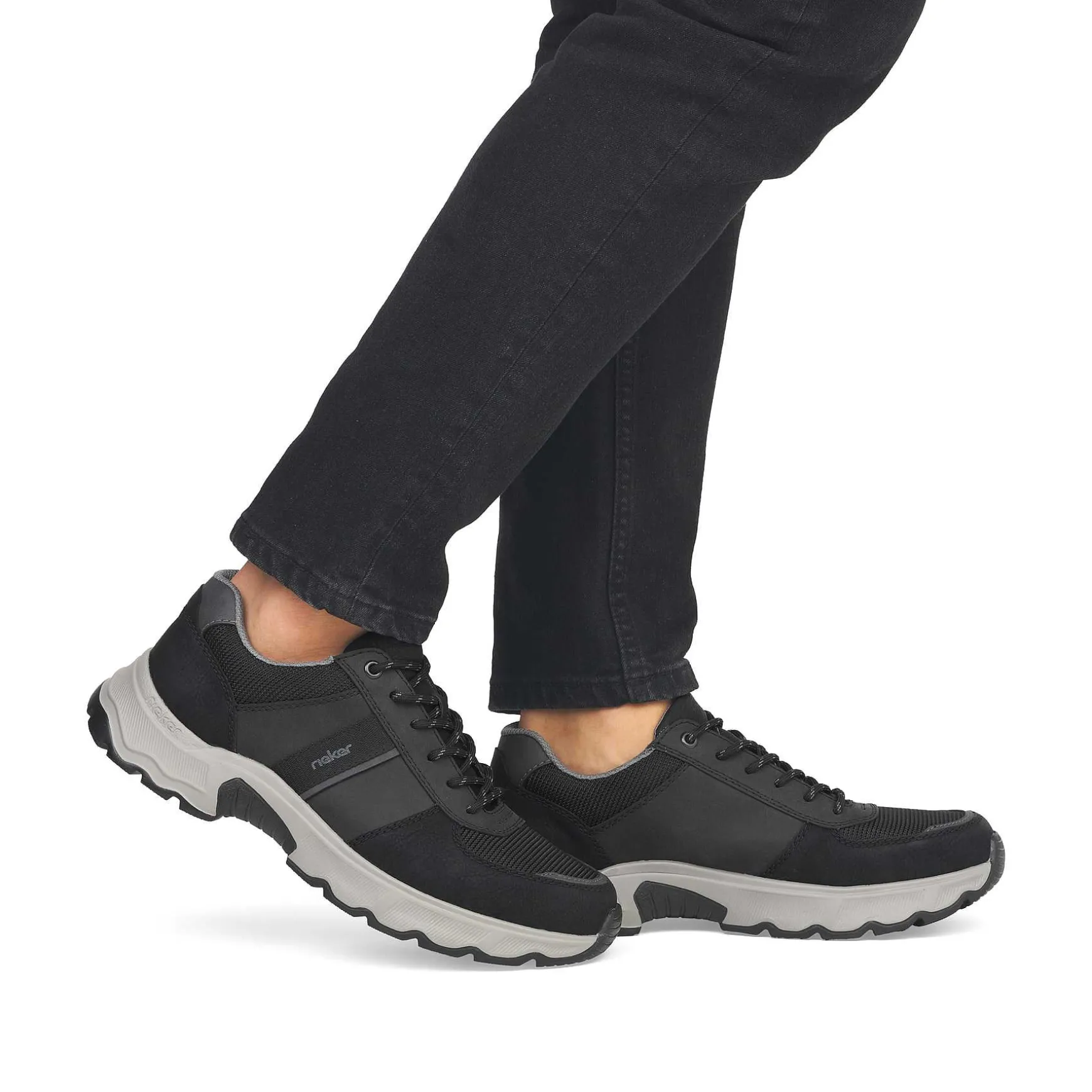Rieker Men'S Lace-Up Shoes Asphalt Black