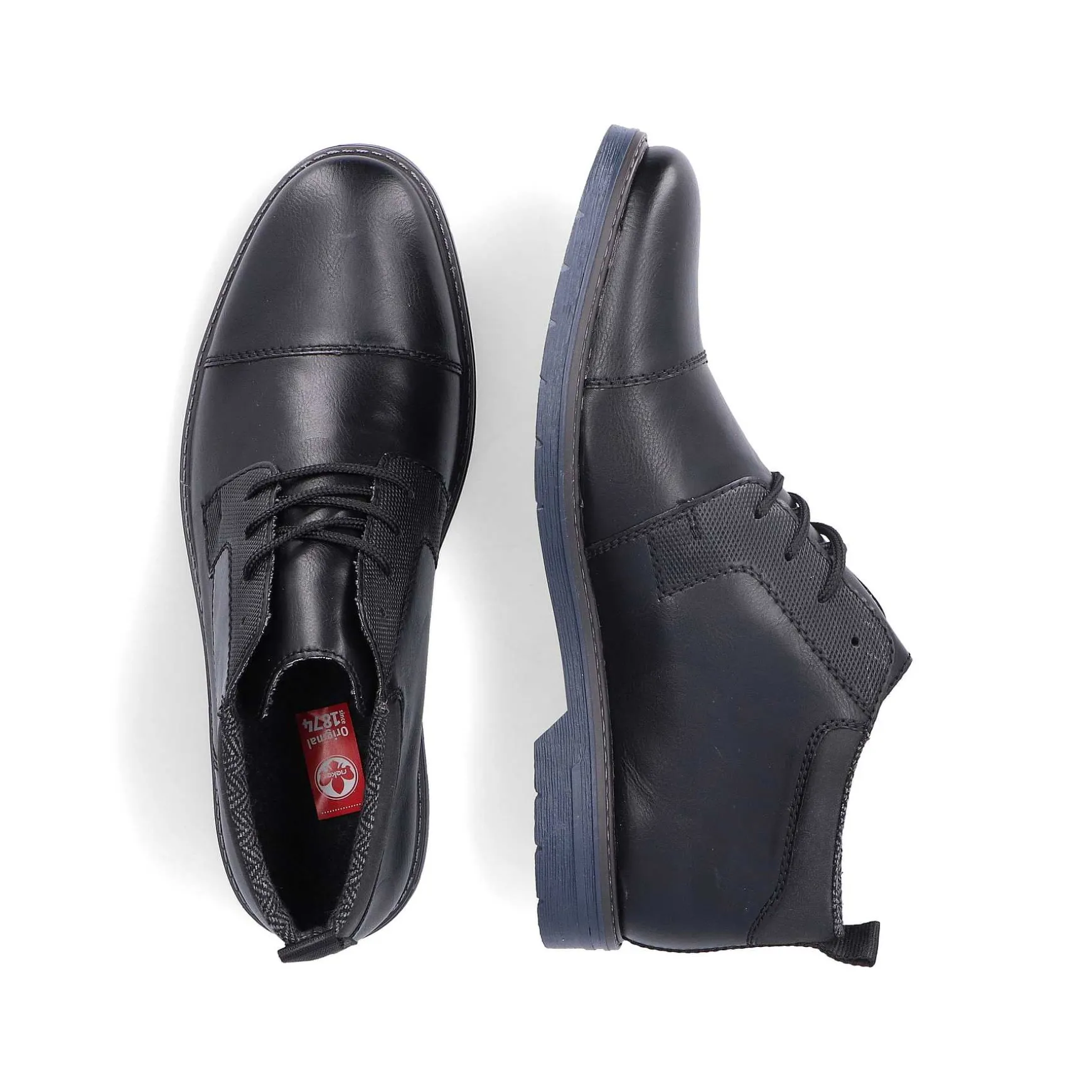 Rieker Men'S Lace-Up Shoes Glossy Black