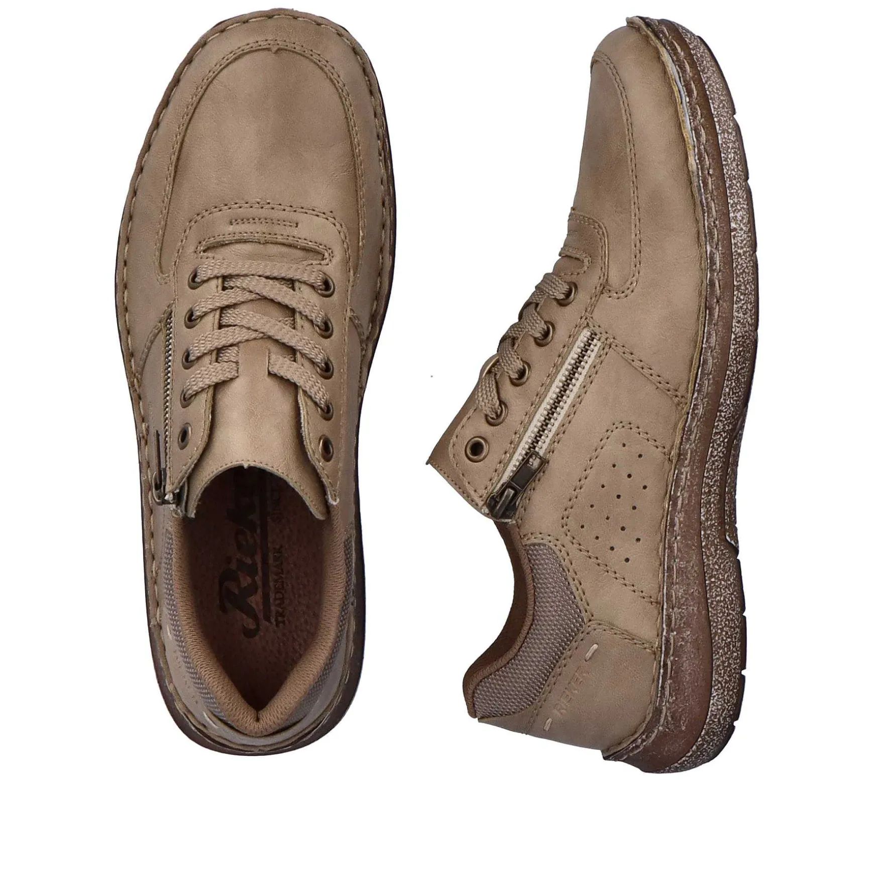 Rieker Men'S Lace-Up Shoes Brown Beige