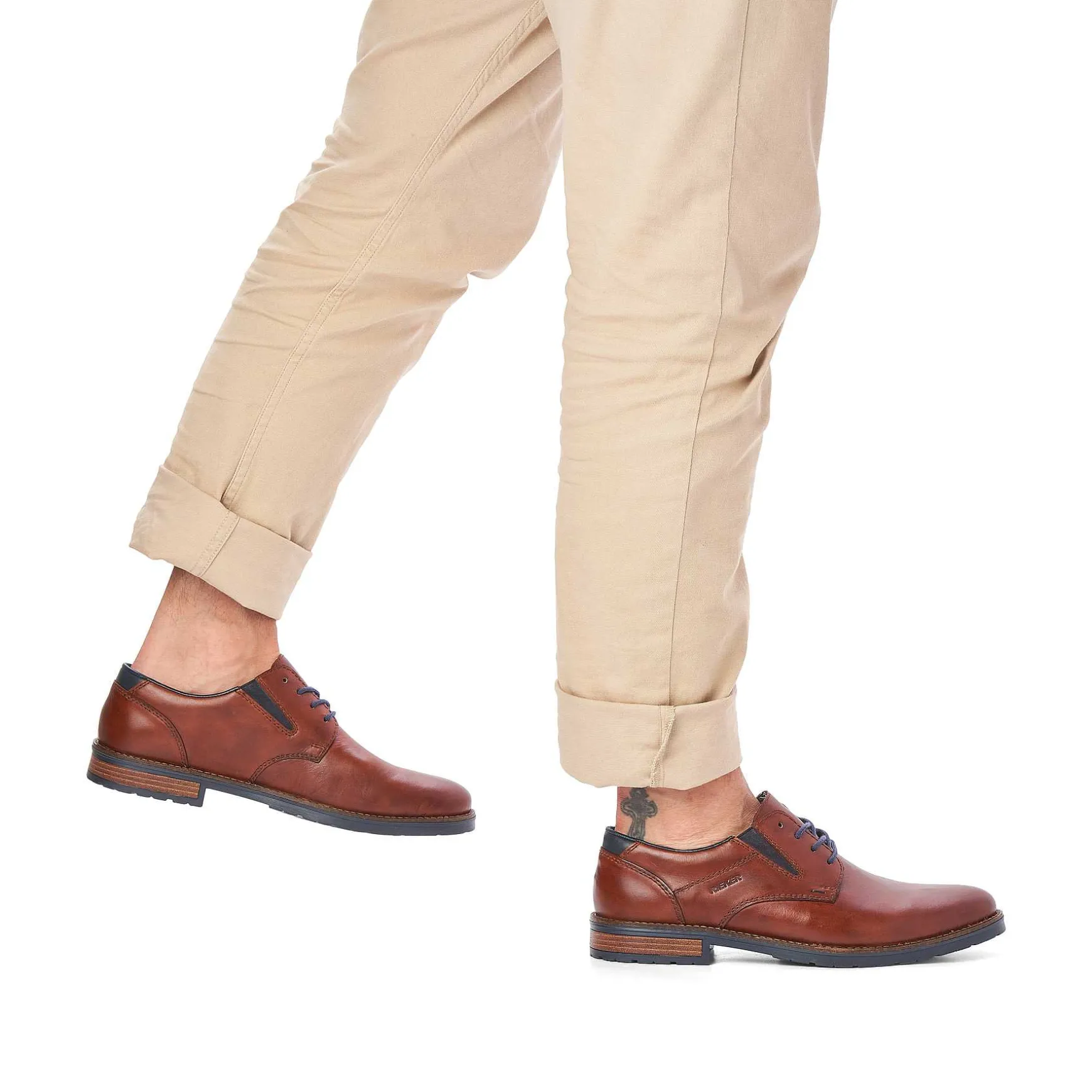 Rieker Men'S Lace-Up Shoes Chestnut Brown