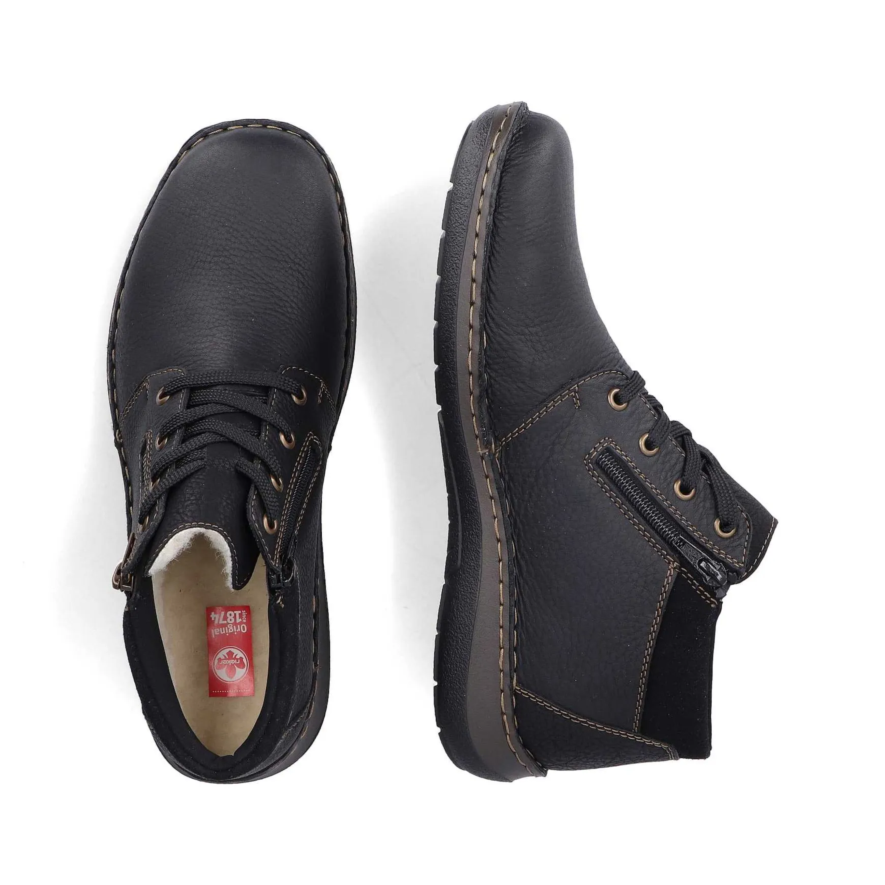 Rieker Men'S Lace-Up Shoes Asphalt Black