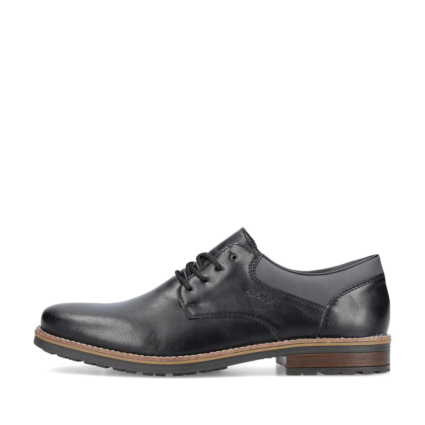 Rieker Men'S Lace-Up Shoes Glossy Black
