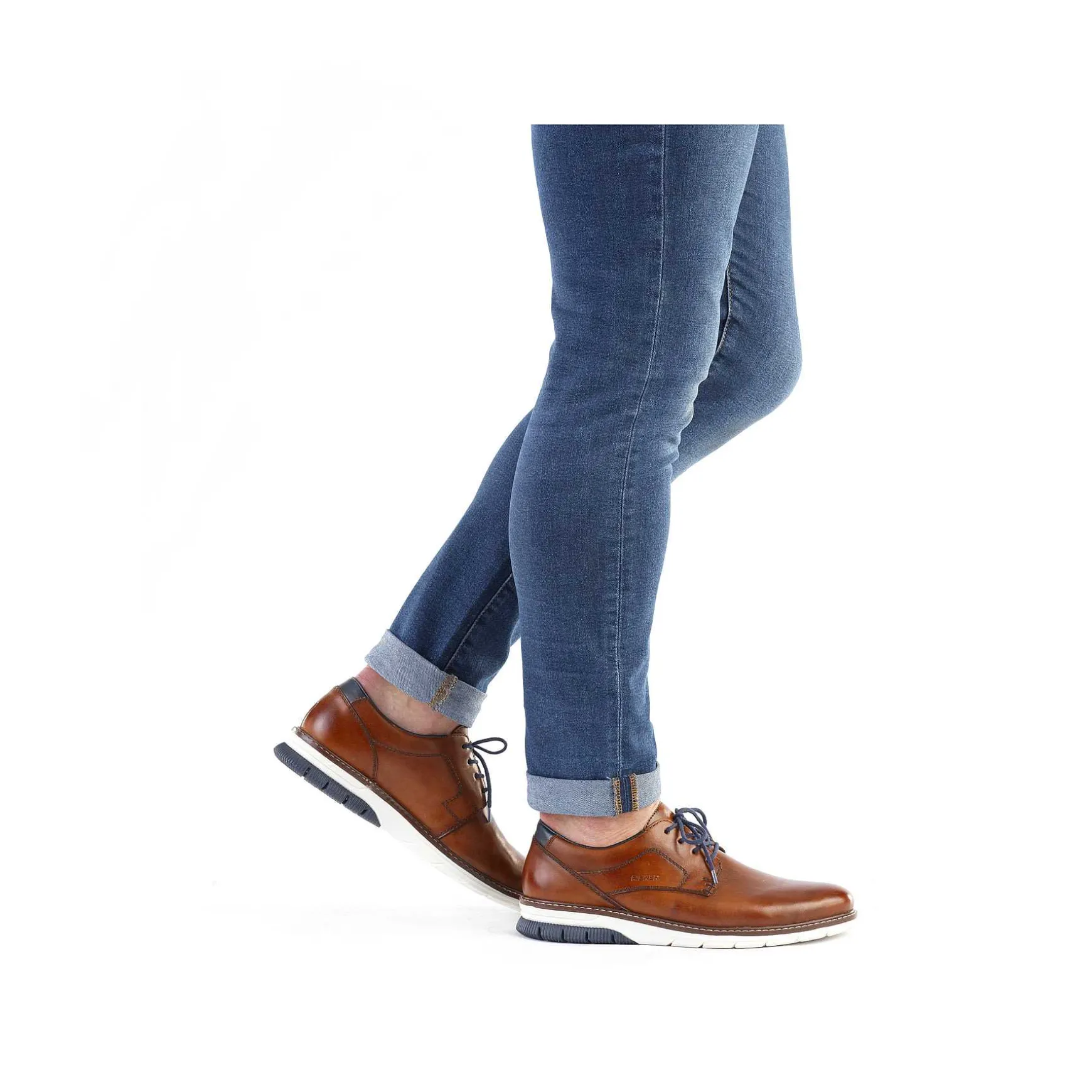 Rieker Men'S Lace-Up Shoes Chestnut Brown