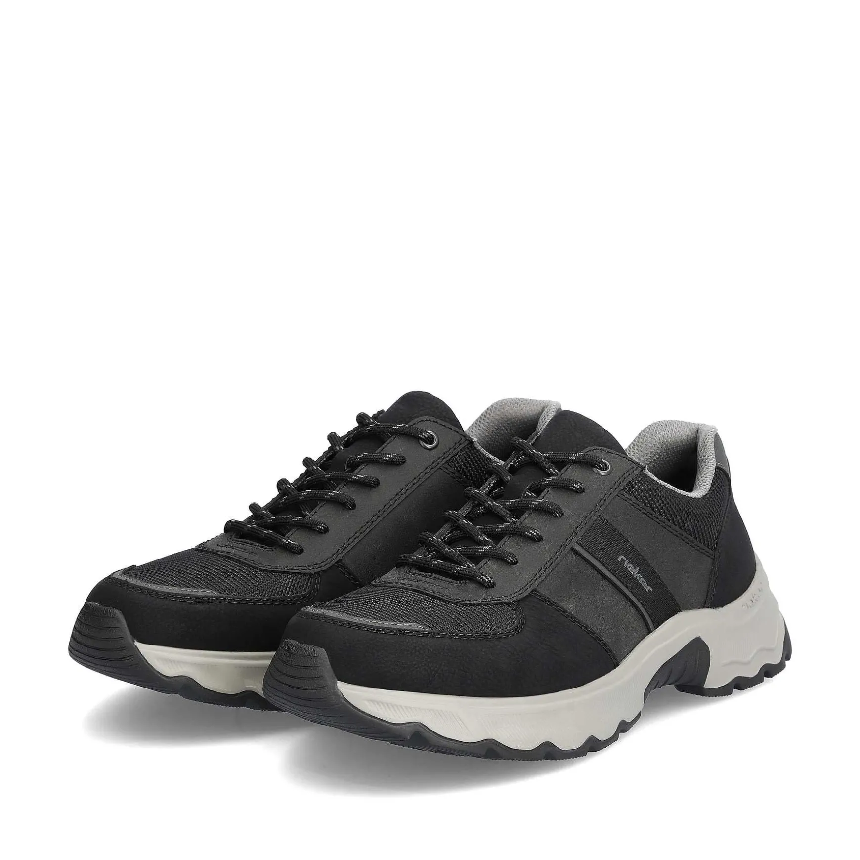 Rieker Men'S Lace-Up Shoes Asphalt Black