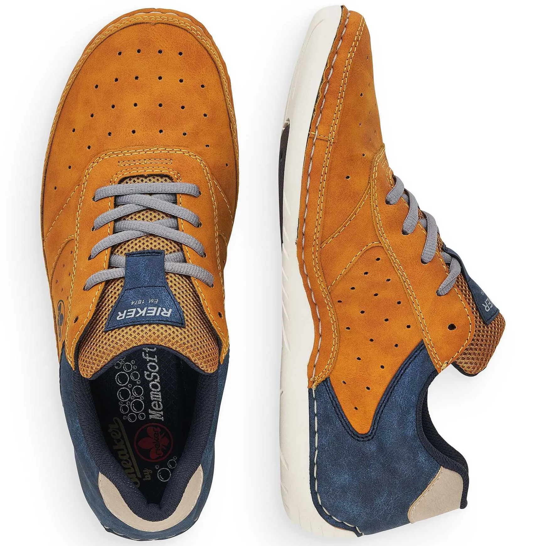 Rieker Men'S Lace-Up Shoes Golden Yellow-Royal Blue