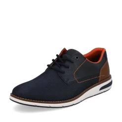 Rieker Men'S Lace-Up Shoes Navy Blue-Orange