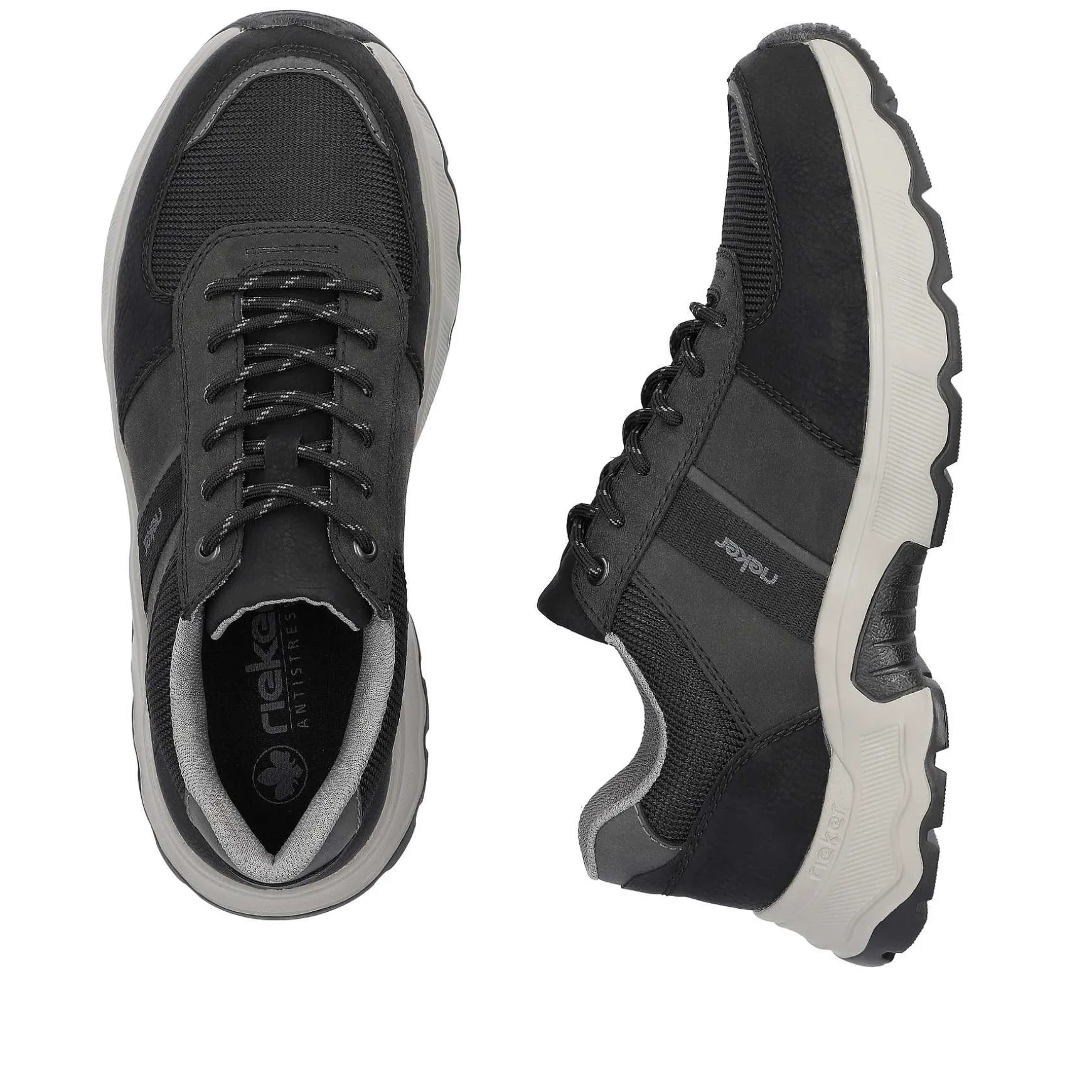 Rieker Men'S Lace-Up Shoes Asphalt Black