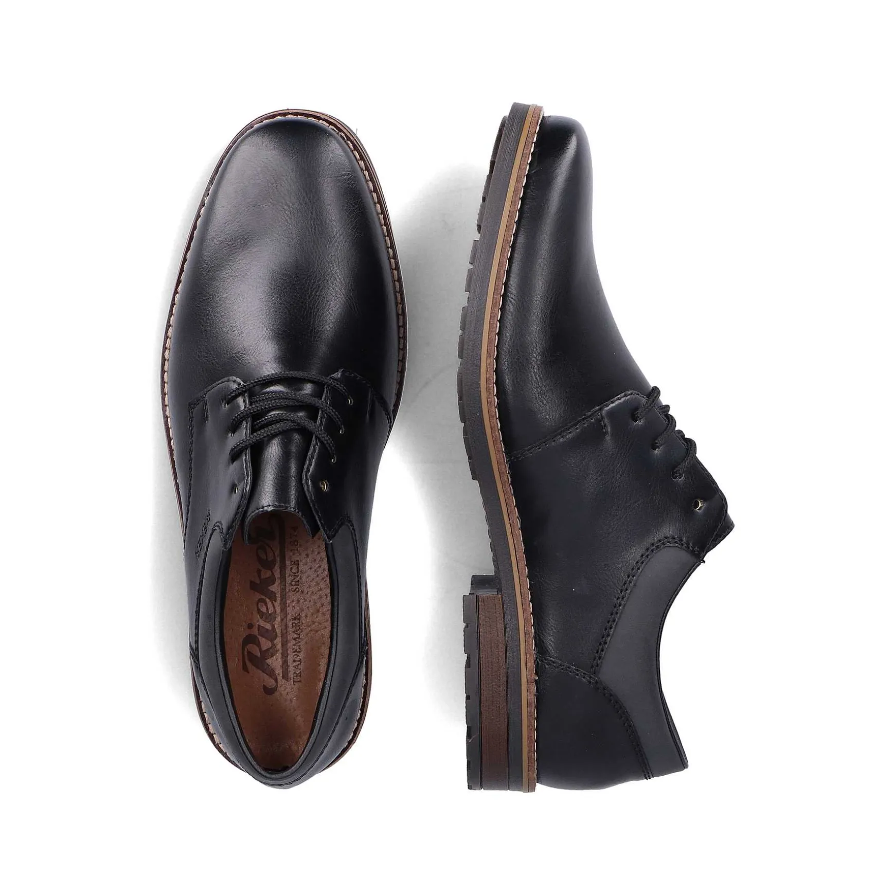 Rieker Men'S Lace-Up Shoes Glossy Black