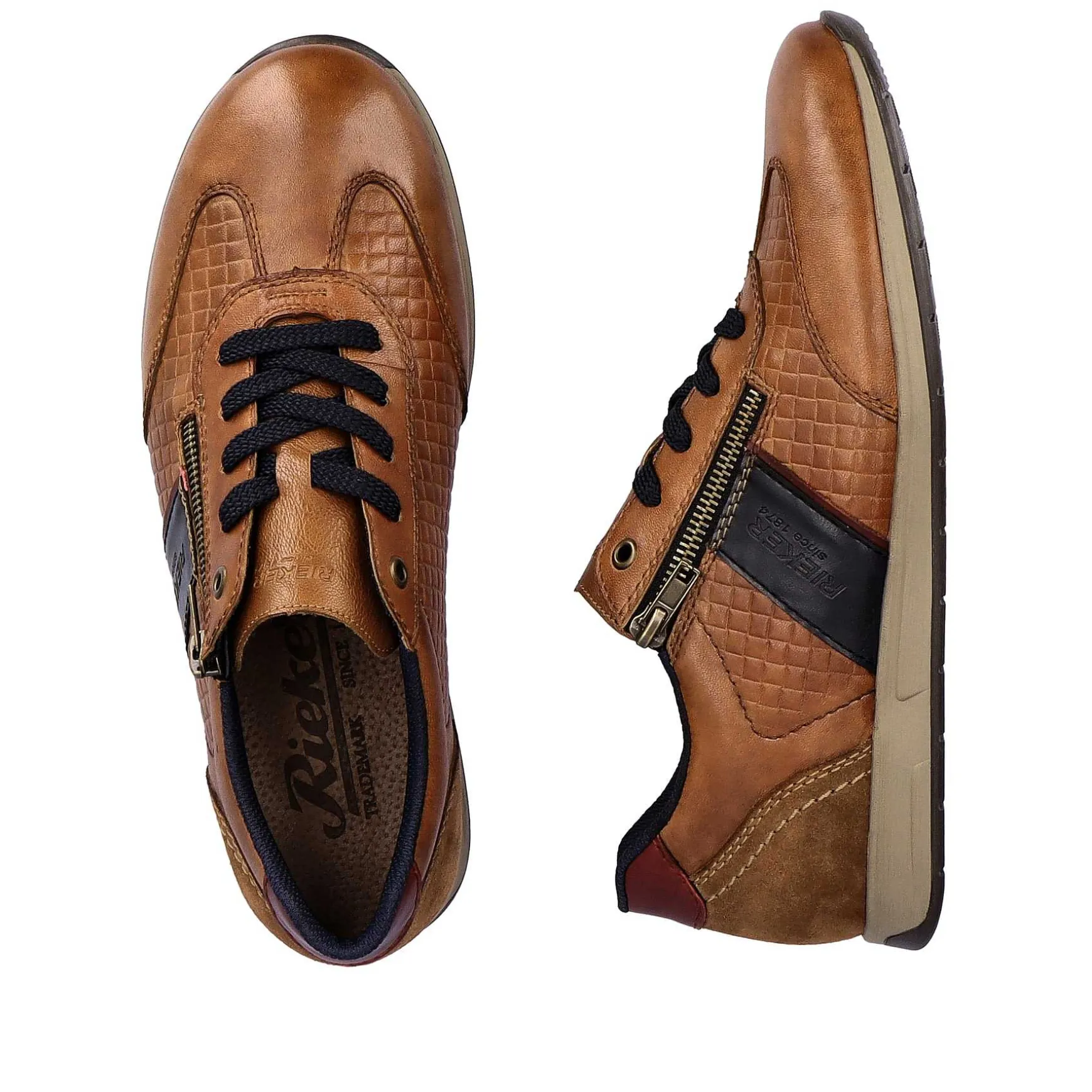 Rieker Men'S Lace-Up Shoes Fox Brown-Black