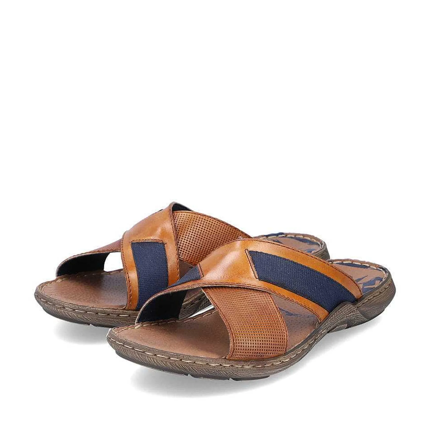 Rieker Men'S Mules Chestnut Brown-Royal Blue