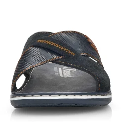 Rieker Men'S Mules Ocean Blue-Nut Brown
