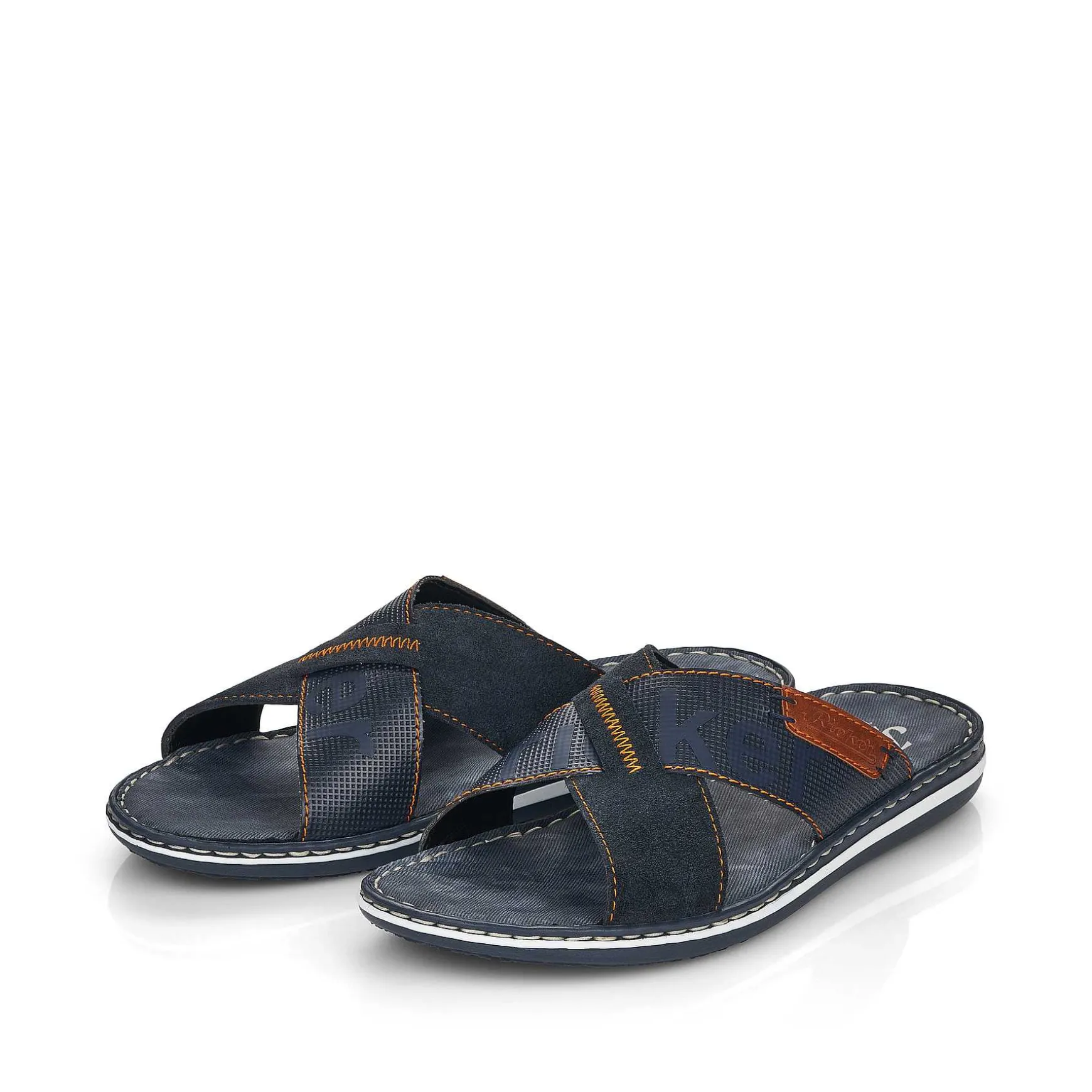 Rieker Men'S Mules Ocean Blue-Nut Brown