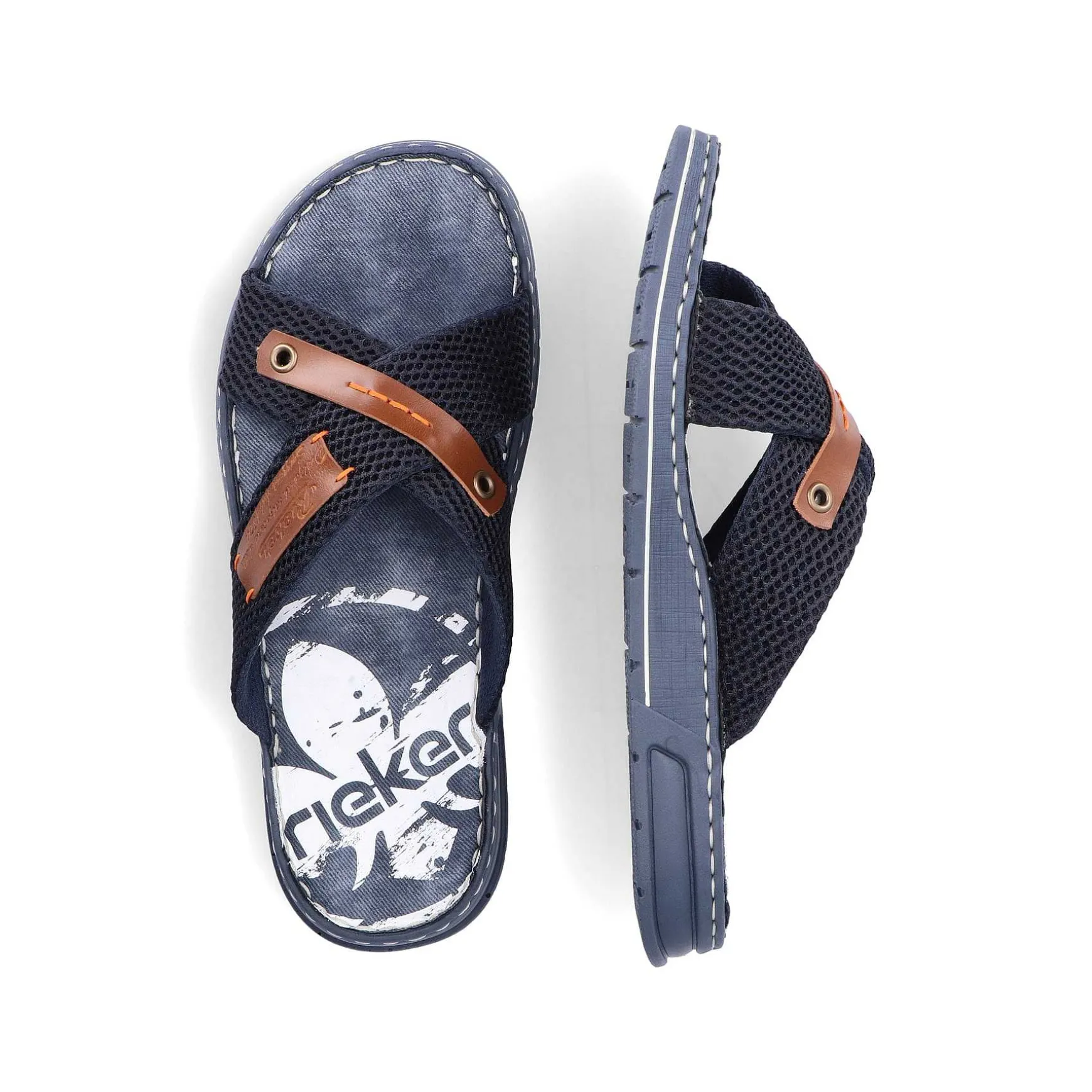 Rieker Men'S Mules Pacific Blue-Brown