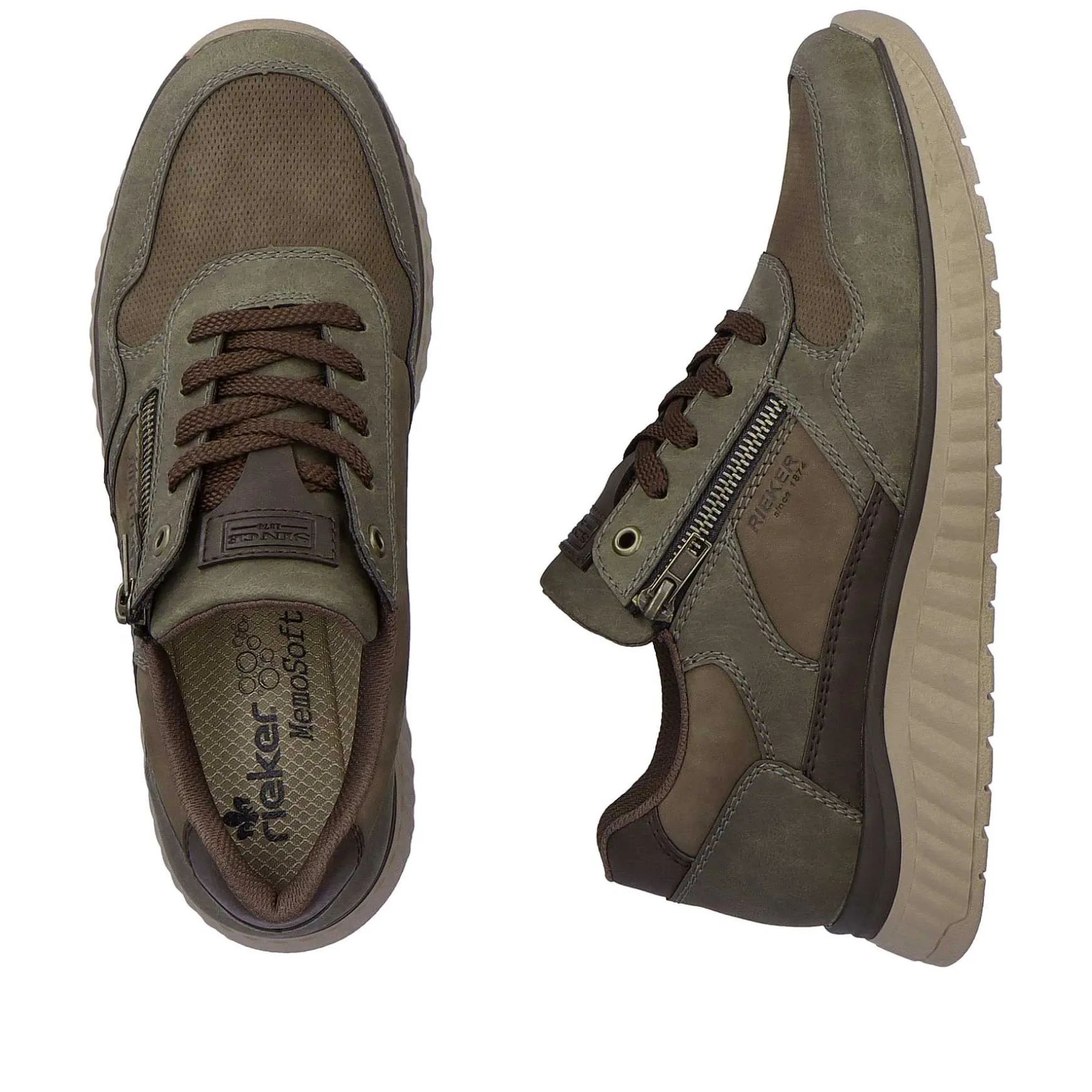 Rieker Men'S Sneaker Low Army Green-Olive Brown