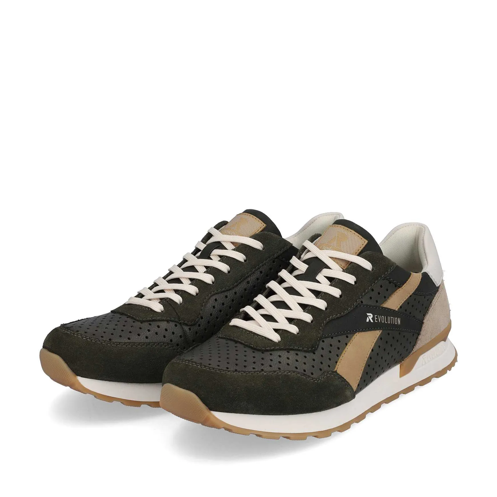 Rieker Men'S Sneaker Low Forest-Green Clay-Beige