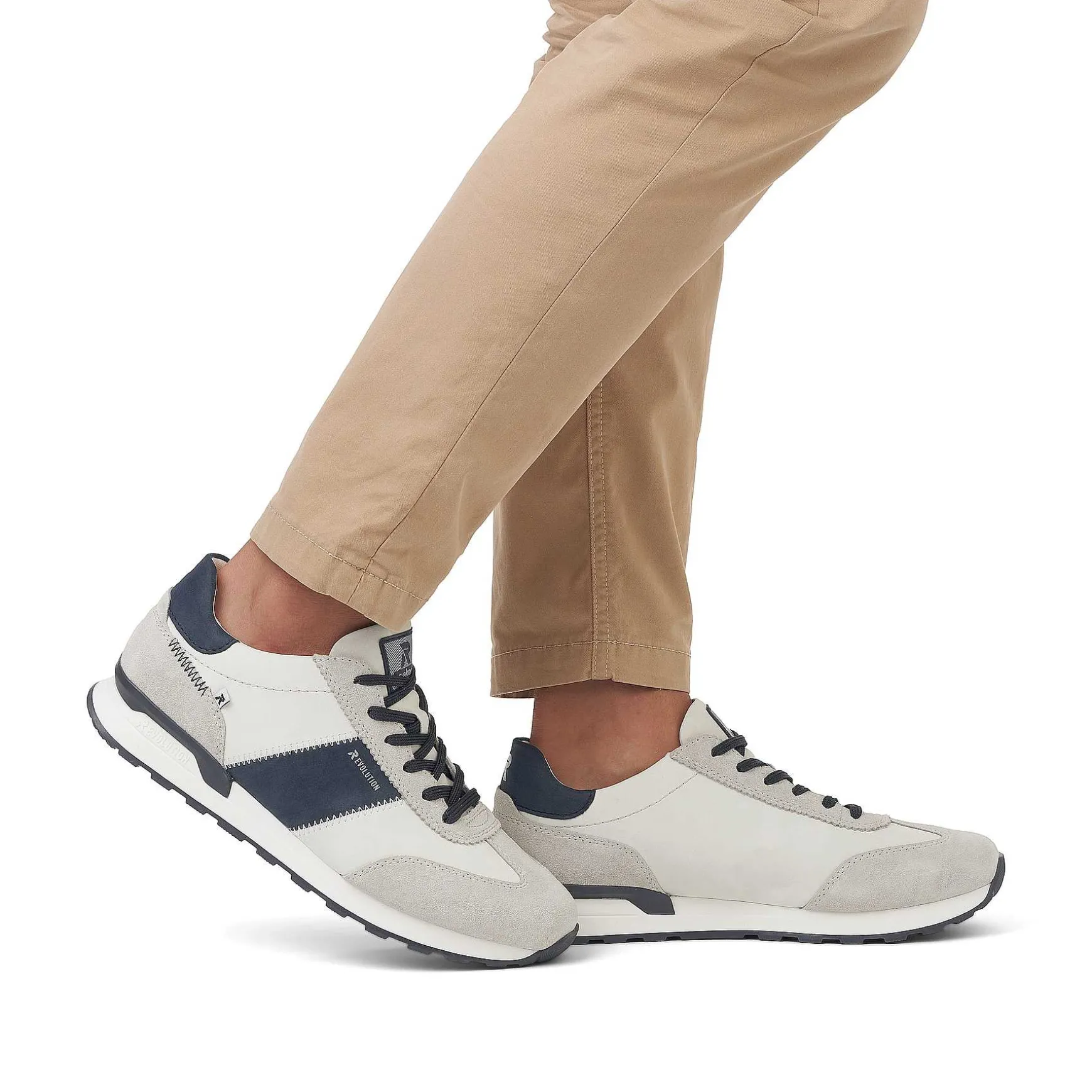 Rieker Men'S Sneaker Low Stone-Grey Creamy-White
