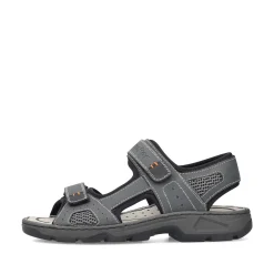 Rieker Men'S Trekking Sandals Dark Gray