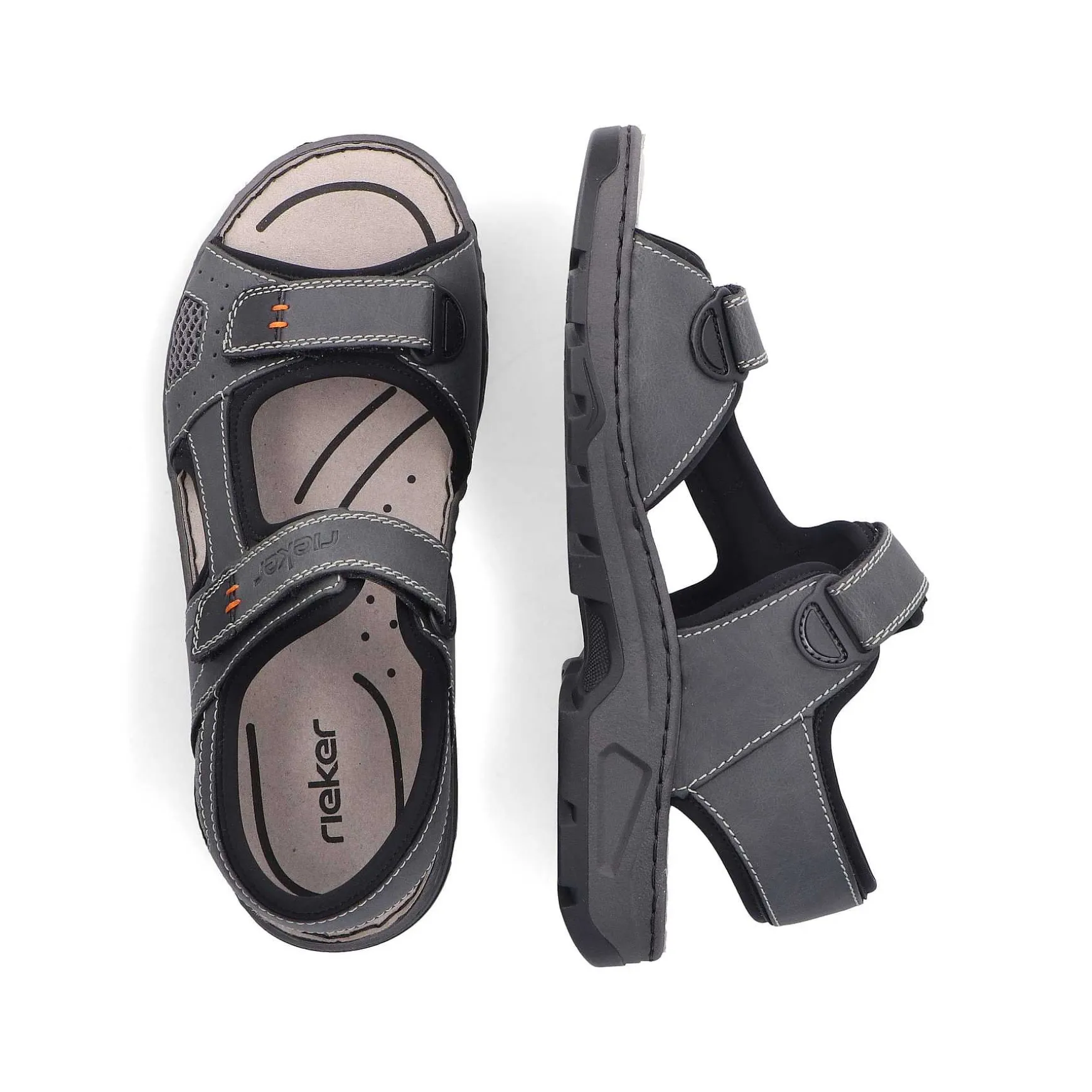 Rieker Men'S Trekking Sandals Dark Gray