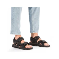 Rieker Men'S Trekking Sandals Midnight Black