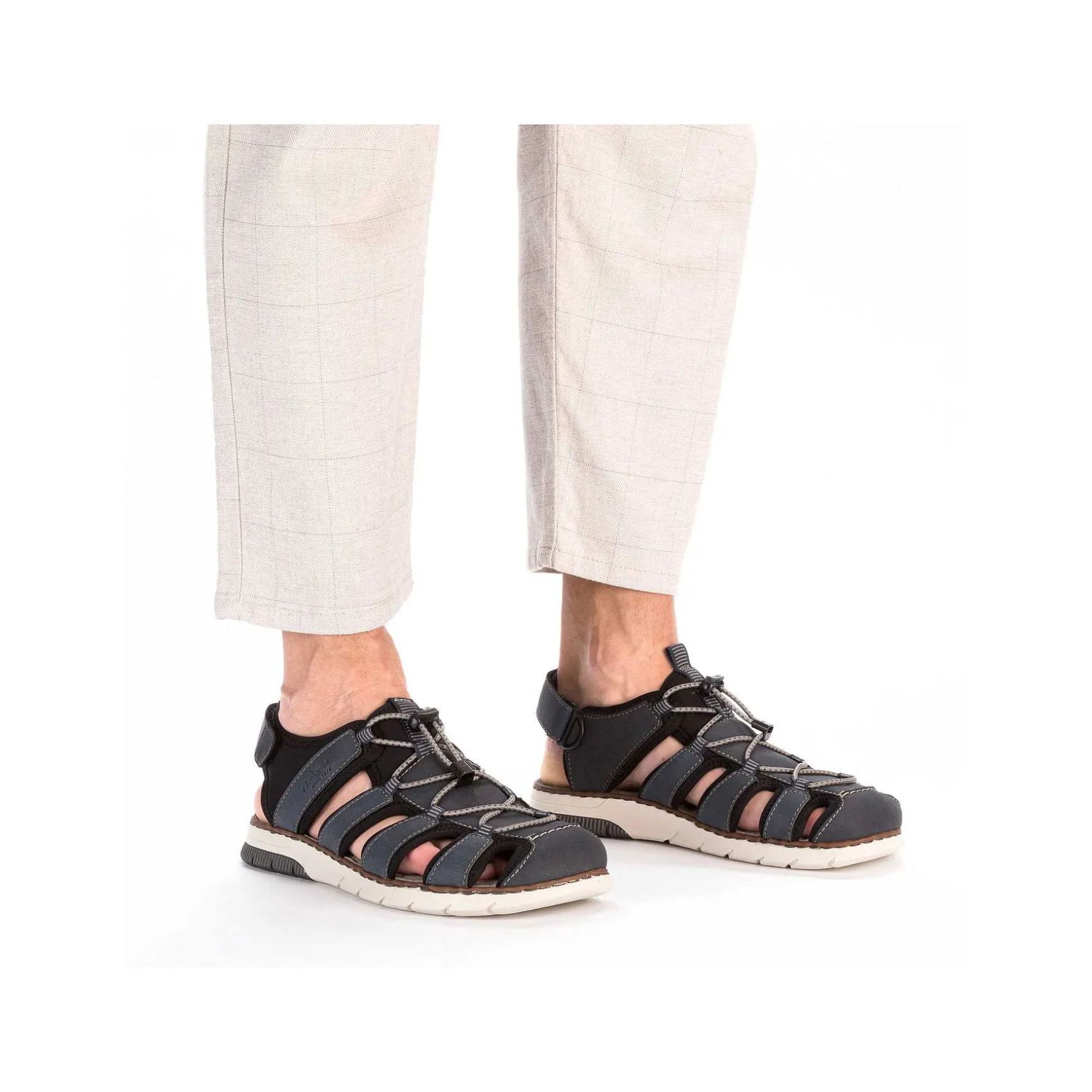 Rieker Men'S Trekking Sandals Steel Blue