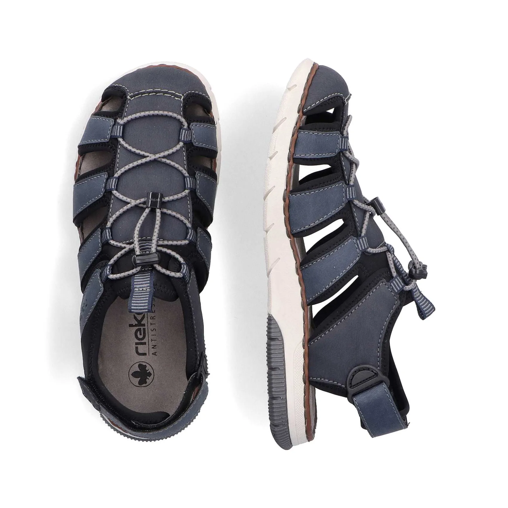 Rieker Men'S Trekking Sandals Steel Blue