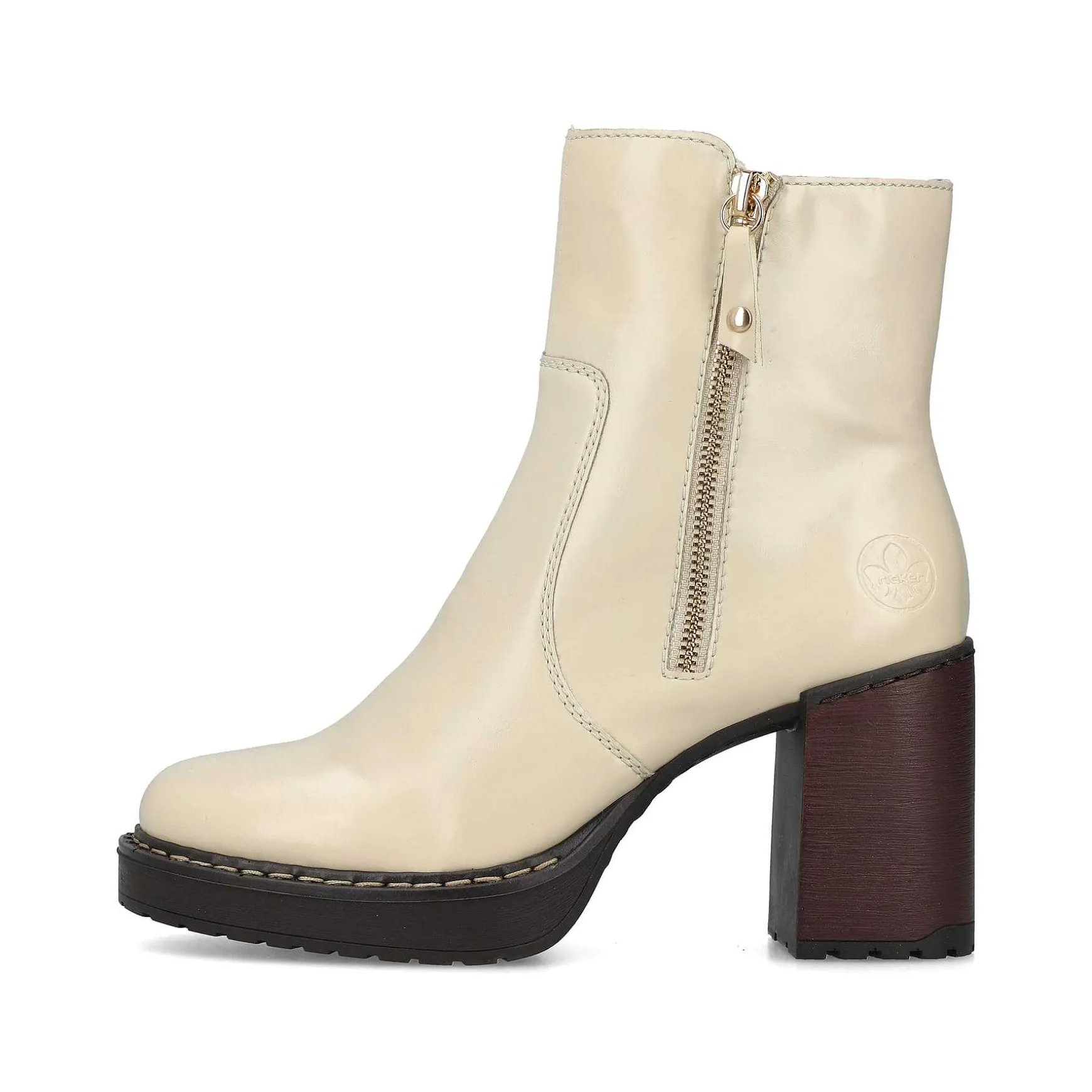 Rieker Women'S Ankle Boots Vanilla Beige-Black