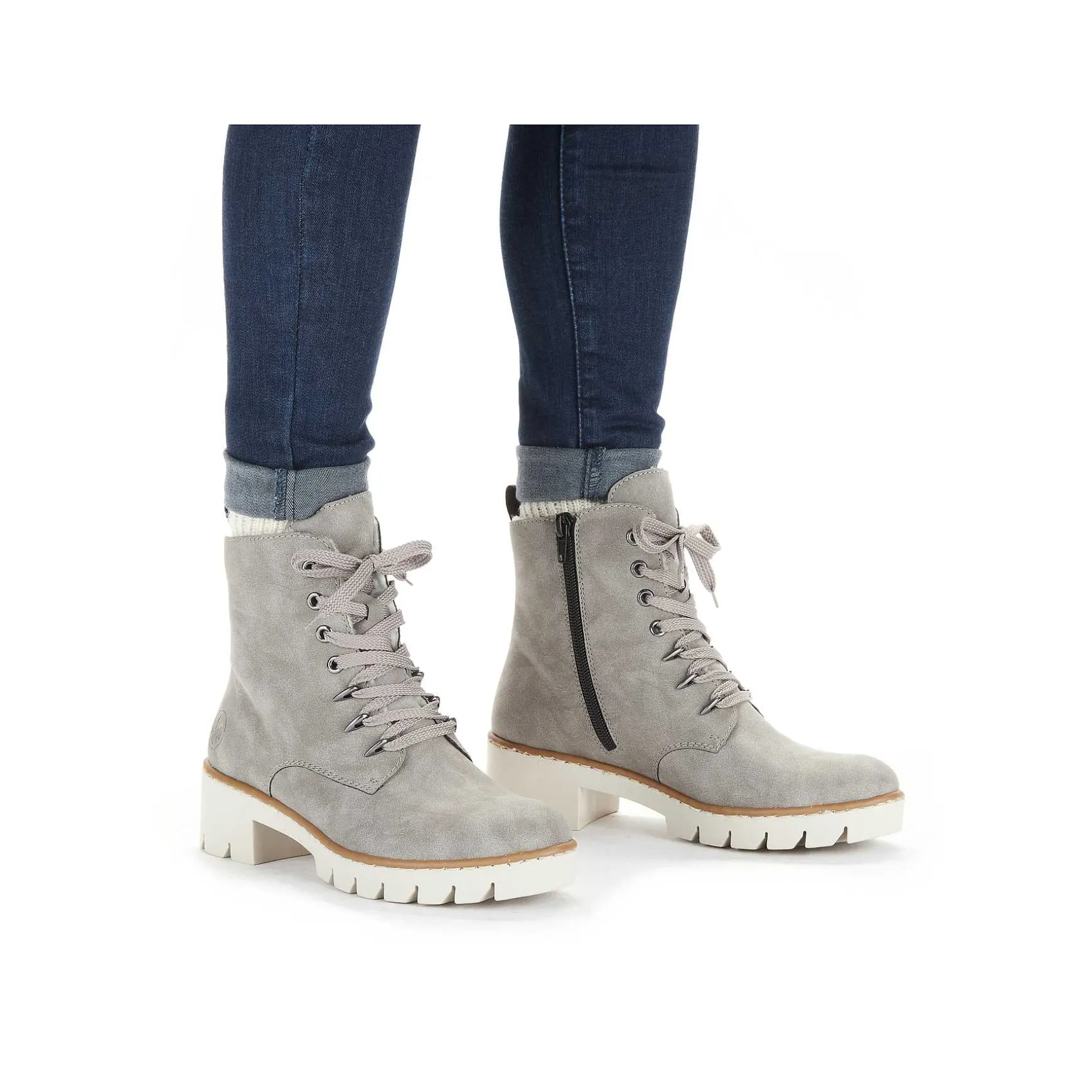 Rieker Women'S Biker Boots Silver Gray