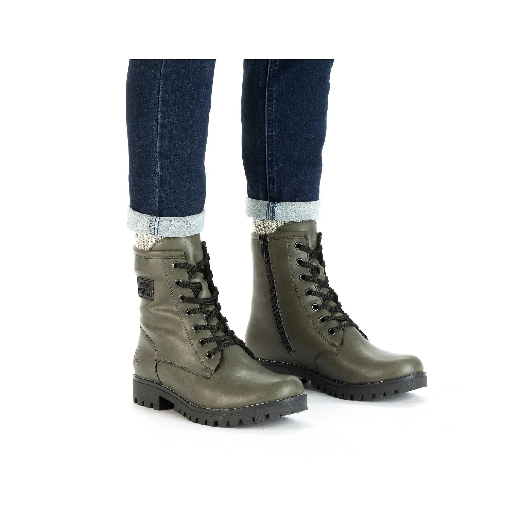 Rieker Women'S Biker Boots Gray Green