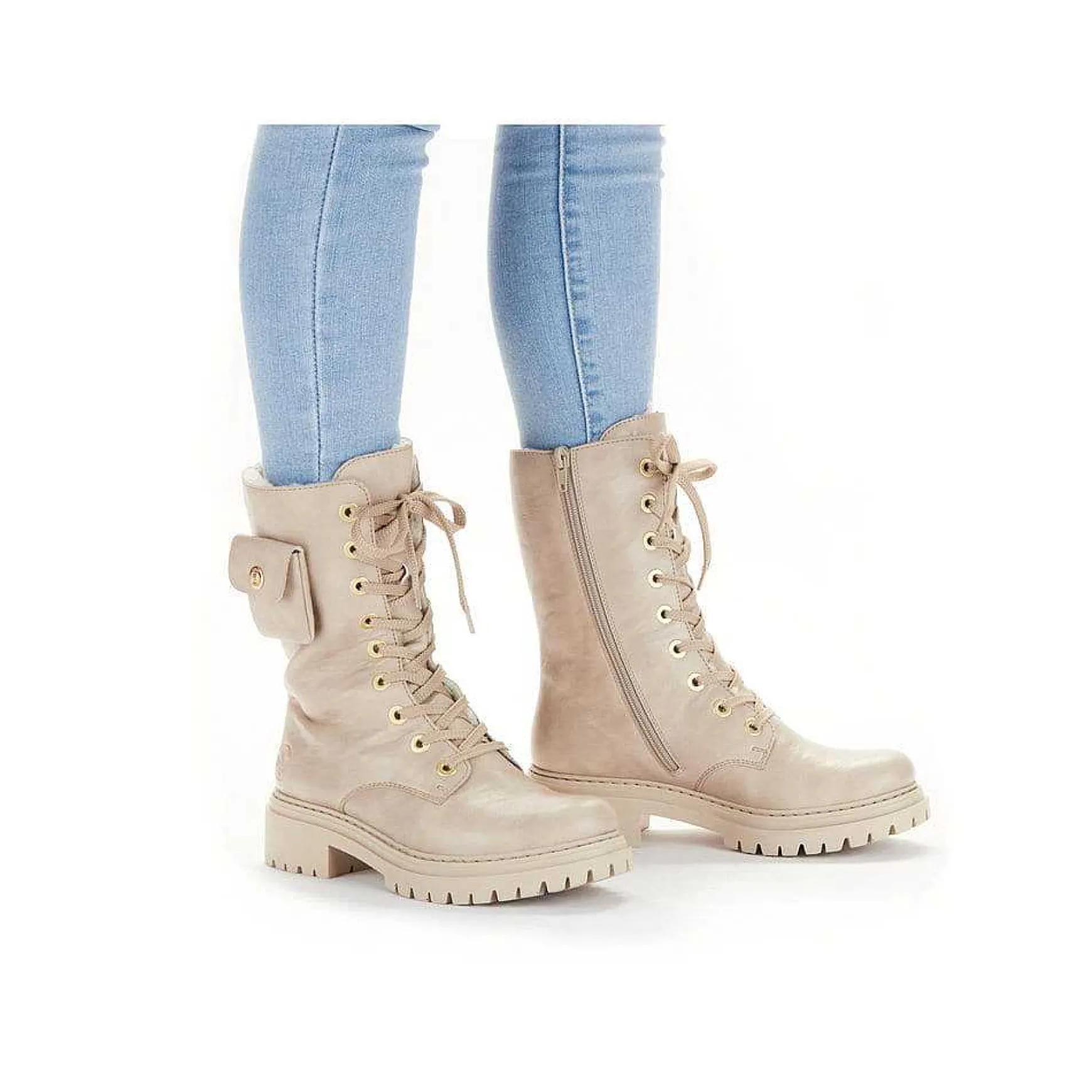 Rieker Women'S Biker Boots Cream Beige