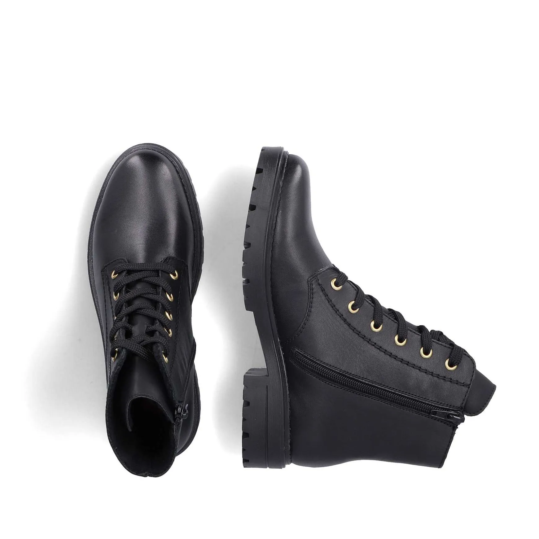 Rieker Women'S Biker Boots Glossy Black