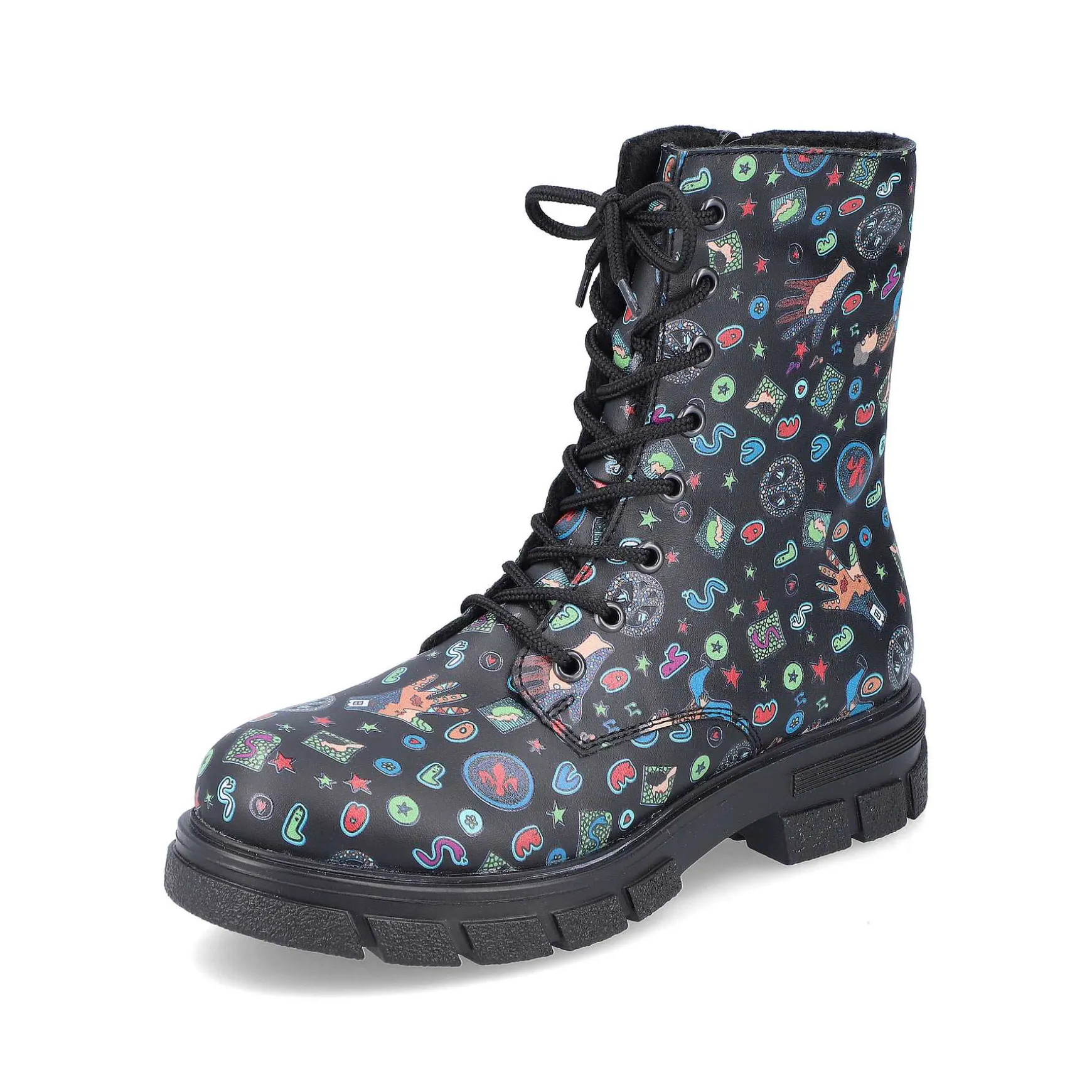 Rieker Women'S Biker Boots Multi-Black