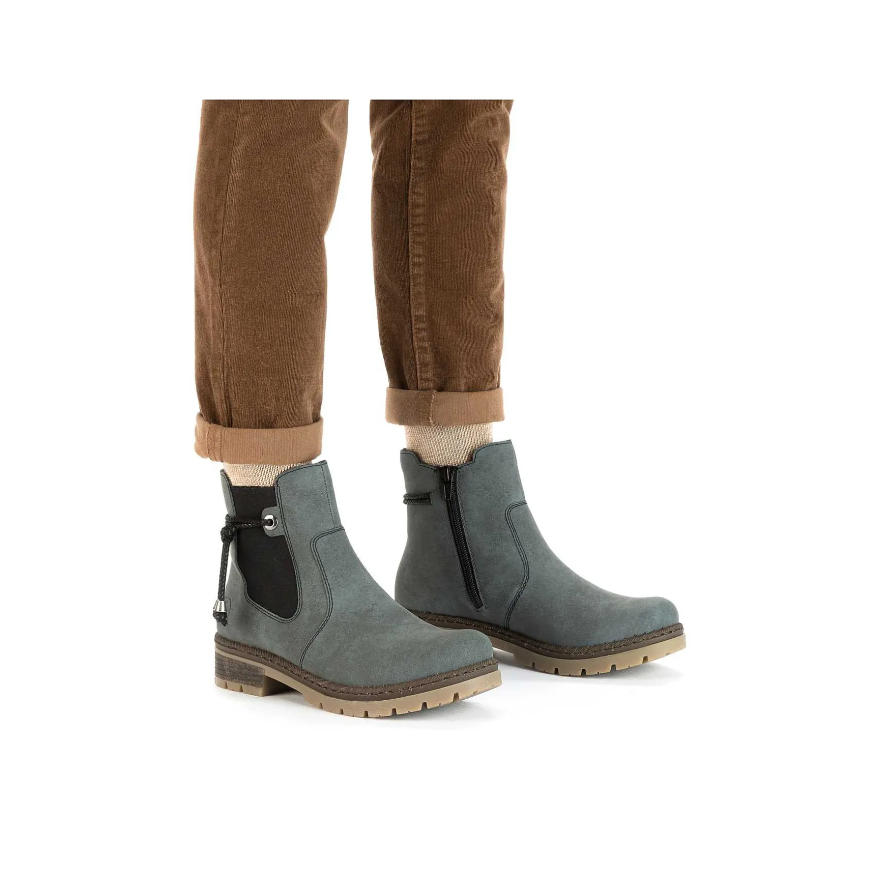 Rieker Women'S Chelsea Boots Grey-Blue-Black