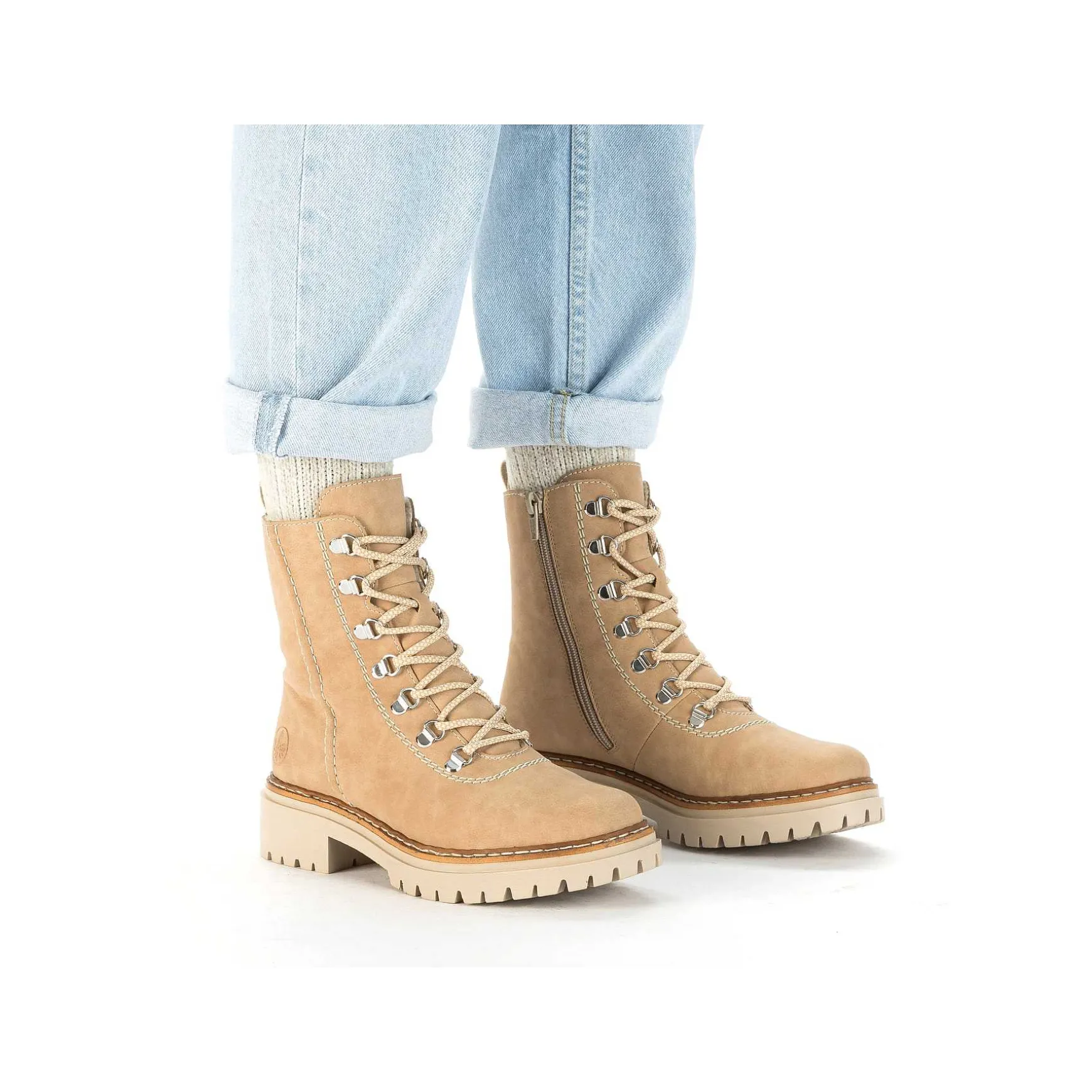 Rieker Women'S Corded Boots Brown Beige