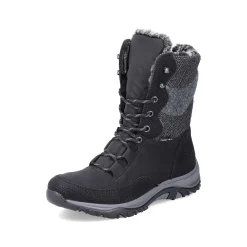 Rieker Women'S Corded Boots Deep Black