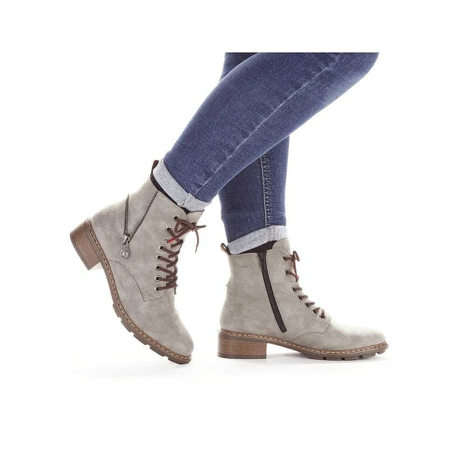 Rieker Women'S Corded Boots Silver Gray