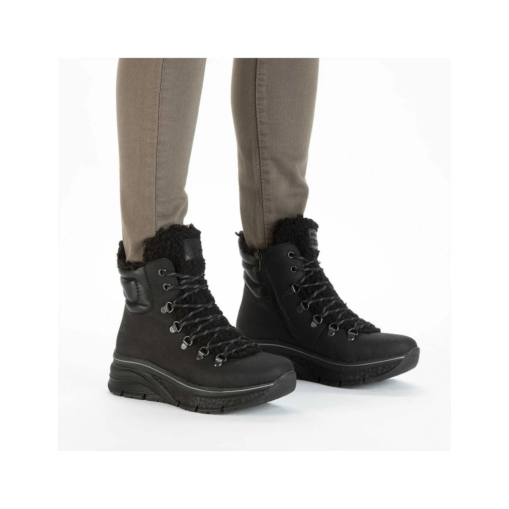 Rieker Women'S Corded Boots Asphalt Black