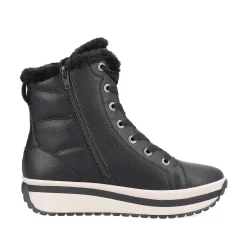 Rieker Women'S Corded Boots Deep Black